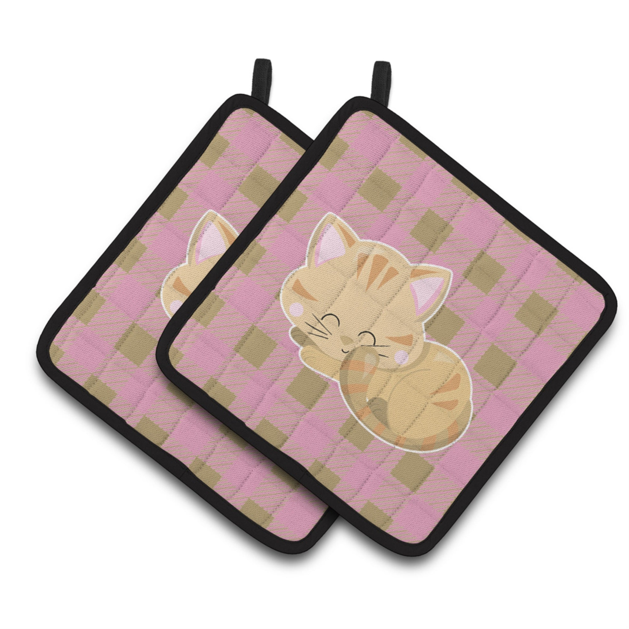 'Caroline'S Treasures Bb6880Pthd Kitten Sleeping Pair Of Pot Holders, 7.5 X 7.5'''', Multicolor''