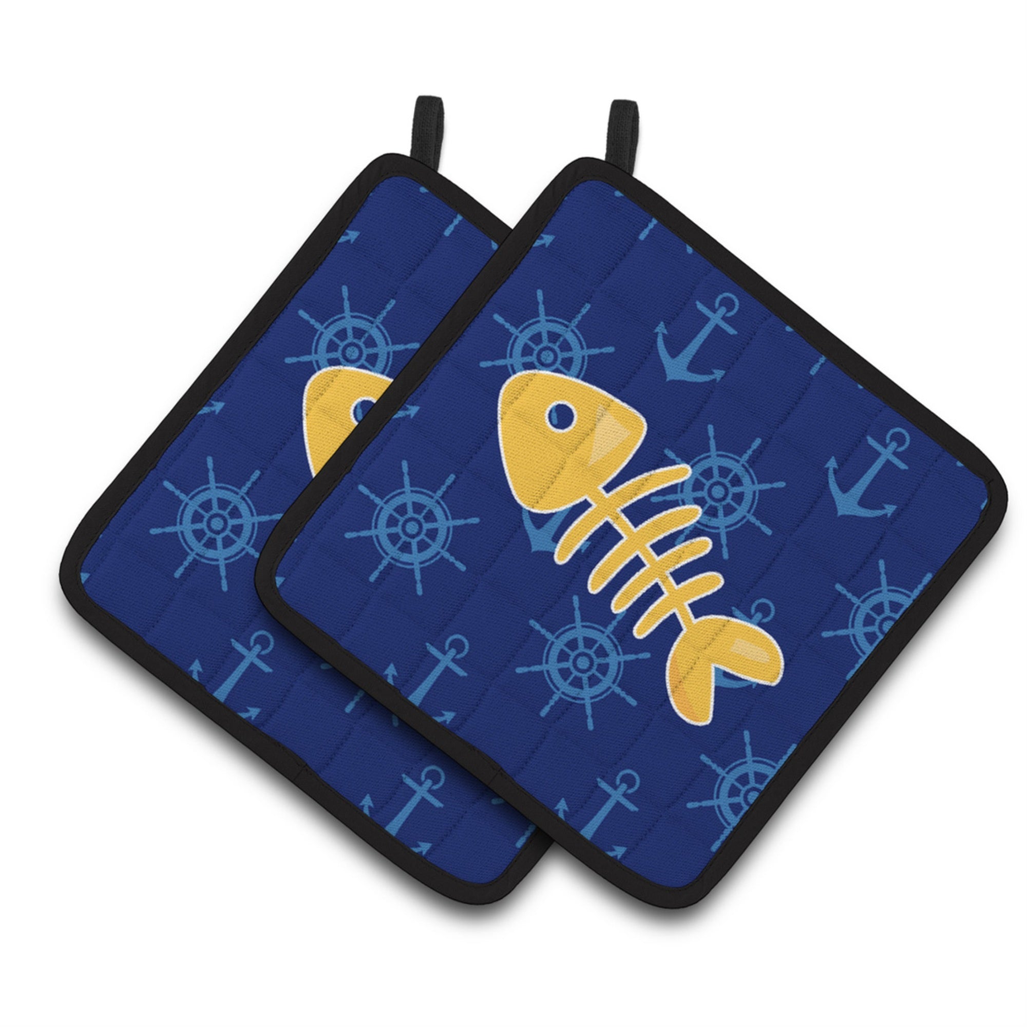 'Caroline'S Treasures Bb6884Pthd Fish Bones Pair Of Pot Holders, 7.5 X 7.5'''', Multicolor''