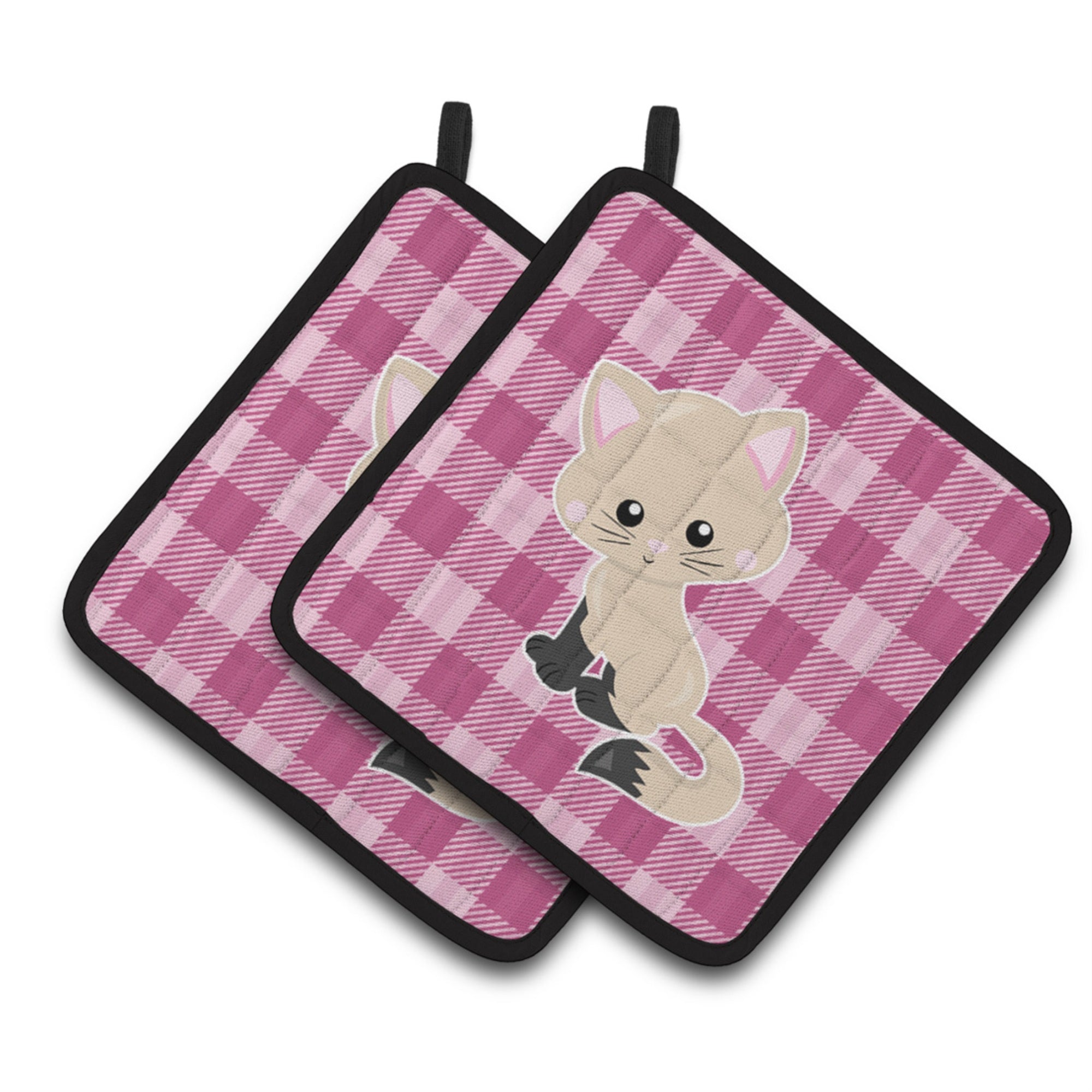 'Caroline'S Treasures Bb6886Pthd Kitten Cat On Pink Pair Of Pot Holders, 7.5 X 7.5'''', Multicolor''
