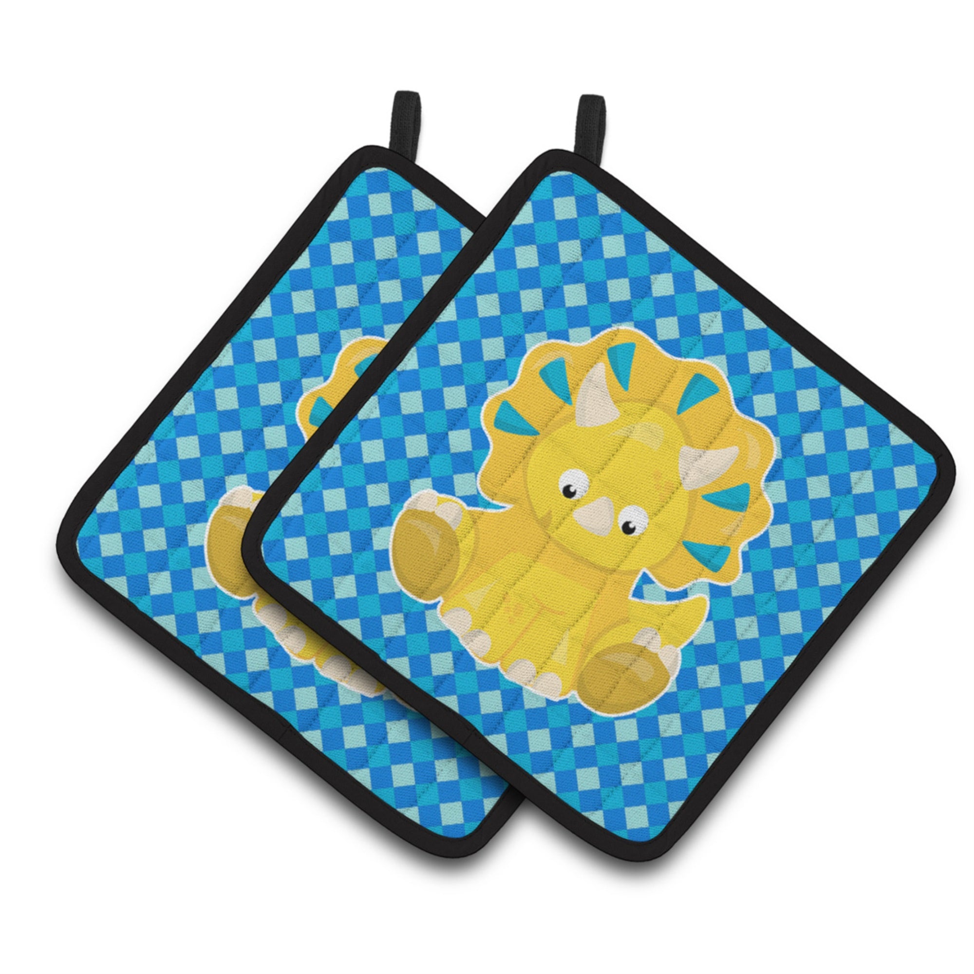 'Caroline'S Treasures Triceratops Dinosaur Pair Of Pot Holders, 7.5 X 7.5, Multicolor''