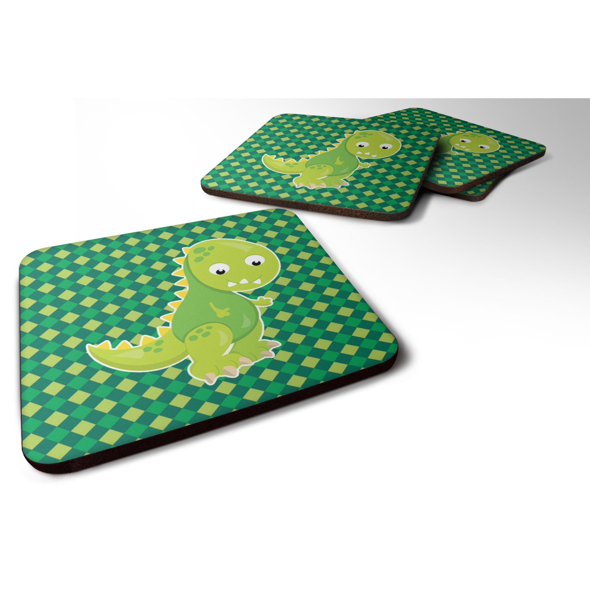 'Caroline'S Treasures Iguanodon Dinosaur Foam Coaster Set Of 4, 3.5, Multicolor''