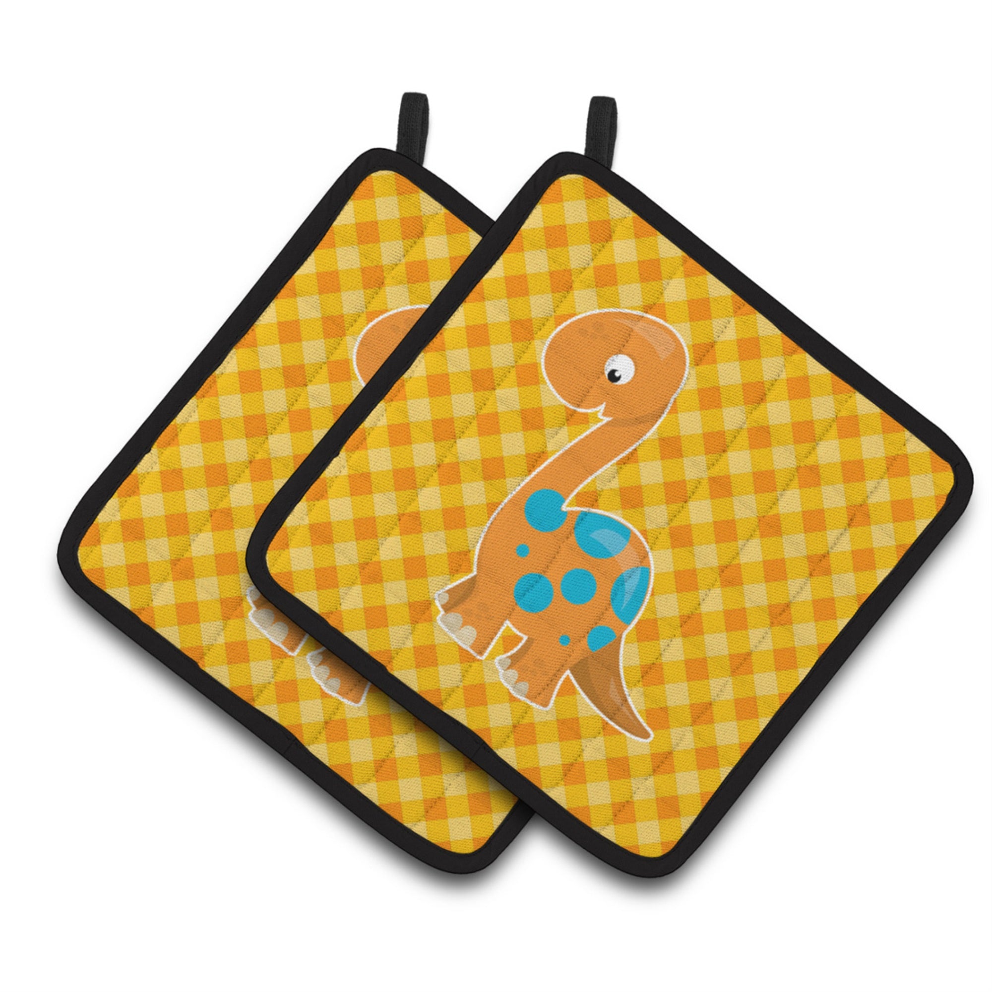 'Caroline'S Treasures Bb6896Pthd Brontosaurus Dinosaur Pair Of Pot Holders, 7.5 X 7.5'''', Multicolor''