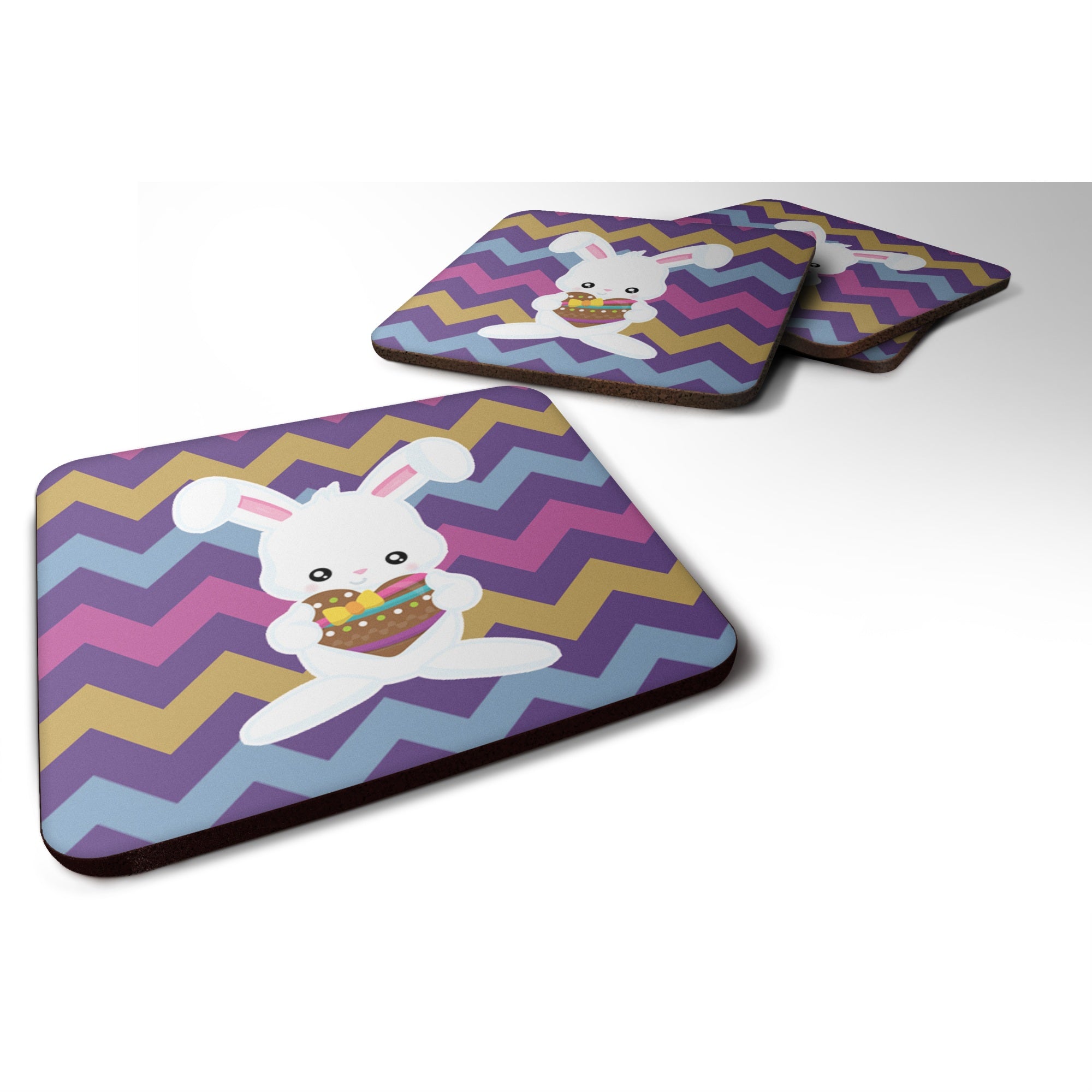 'Caroline'S Treasures Easter Rabbit With Chocolate Heart Foam Coaster Set Of 4, 3.5, Multicolor''