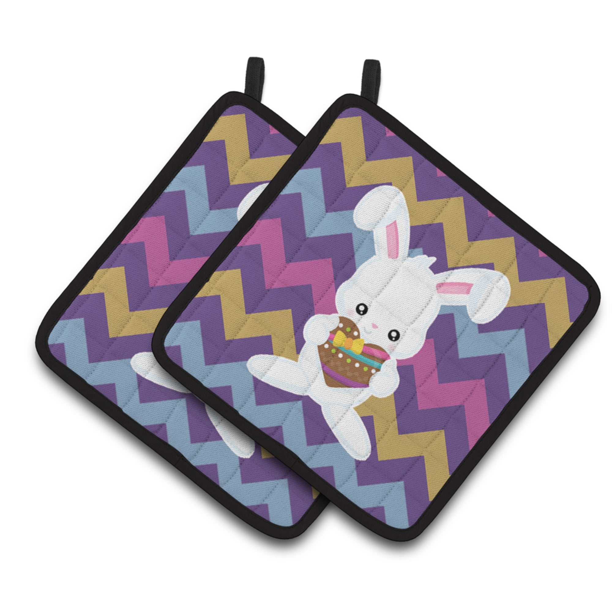 'Caroline'S Treasures Easter Rabbit With Chocolate Heart Pair Of Pot Holders, 7.5 X 7.5, Multicolor''