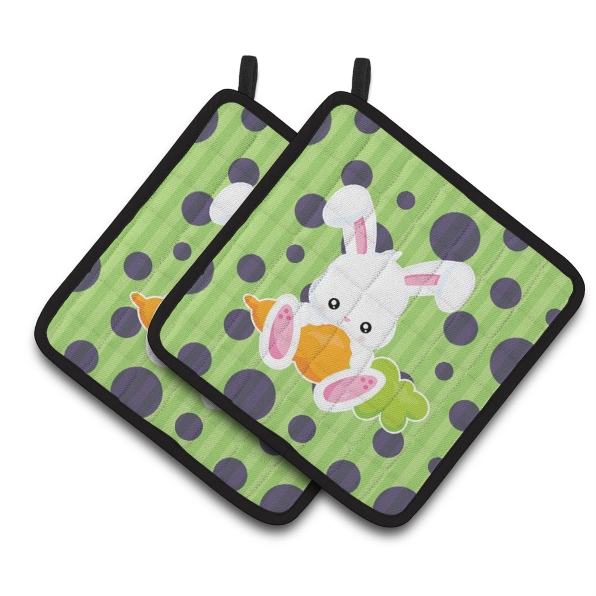 'Caroline'S Treasures Bb6903Pthd Easter Polkadot Rabbit Pair Of Pot Holders, 7.5 X 7.5'''', Multicolor''