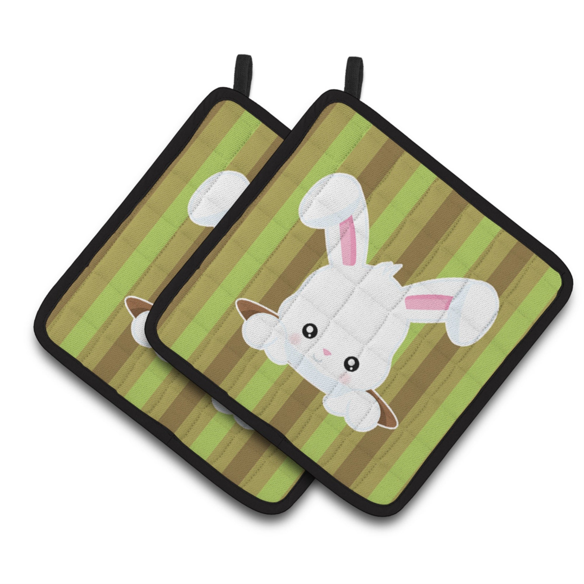 'Caroline'S Treasures Bb6904Pthd Easter Rabbit Hole Pair Of Pot Holders, 7.5 X 7.5'''', Multicolor''