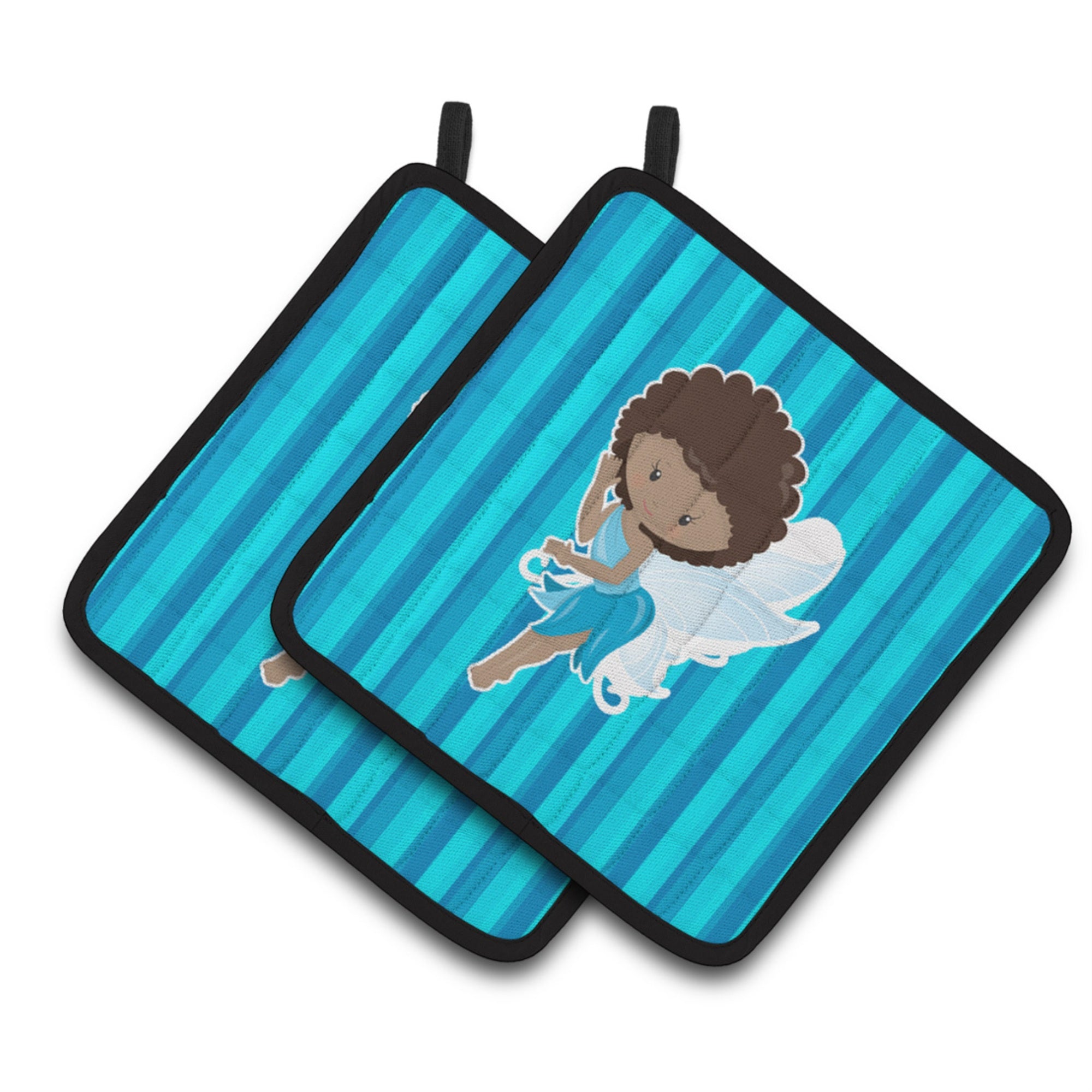 'Caroline'S Treasures Bb6906Pthd Fairy Blue Stripes Pair Of Pot Holders, 7.5 X 7.5'''', Multicolor''