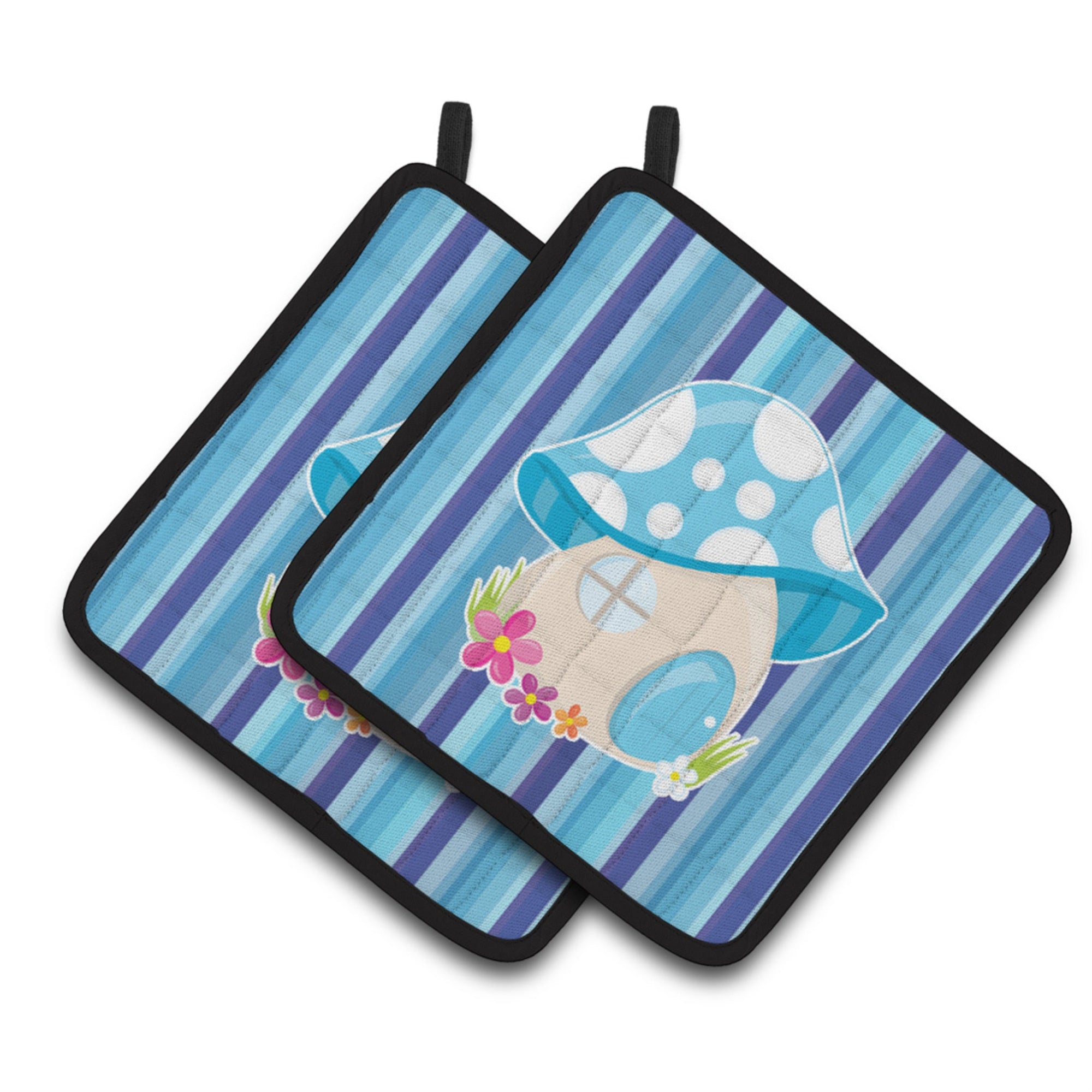 'Caroline'S Treasures Bb6911Pthd Fairy House Blue Stripes Pair Of Pot Holders, 7.5 X 7.5'''', Multicolor''