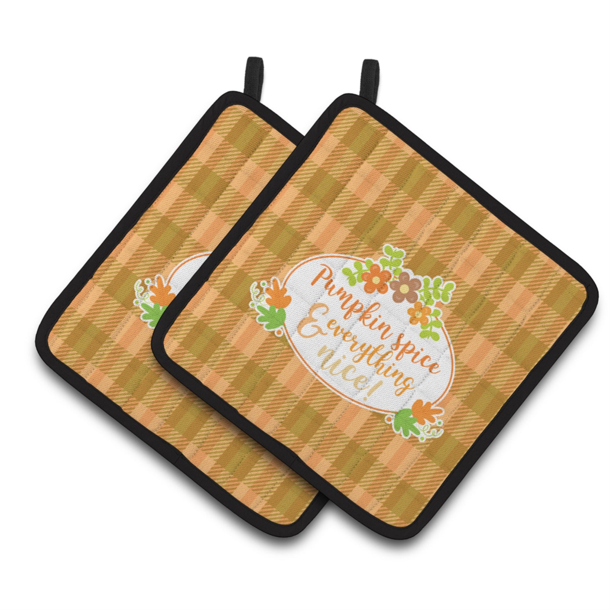'Caroline'S Treasures Bb6920Pthd Fall Pumpkin Spice And Everything Pair Of Pot Holders, 7.5 X 7.5'''', Multicolor''