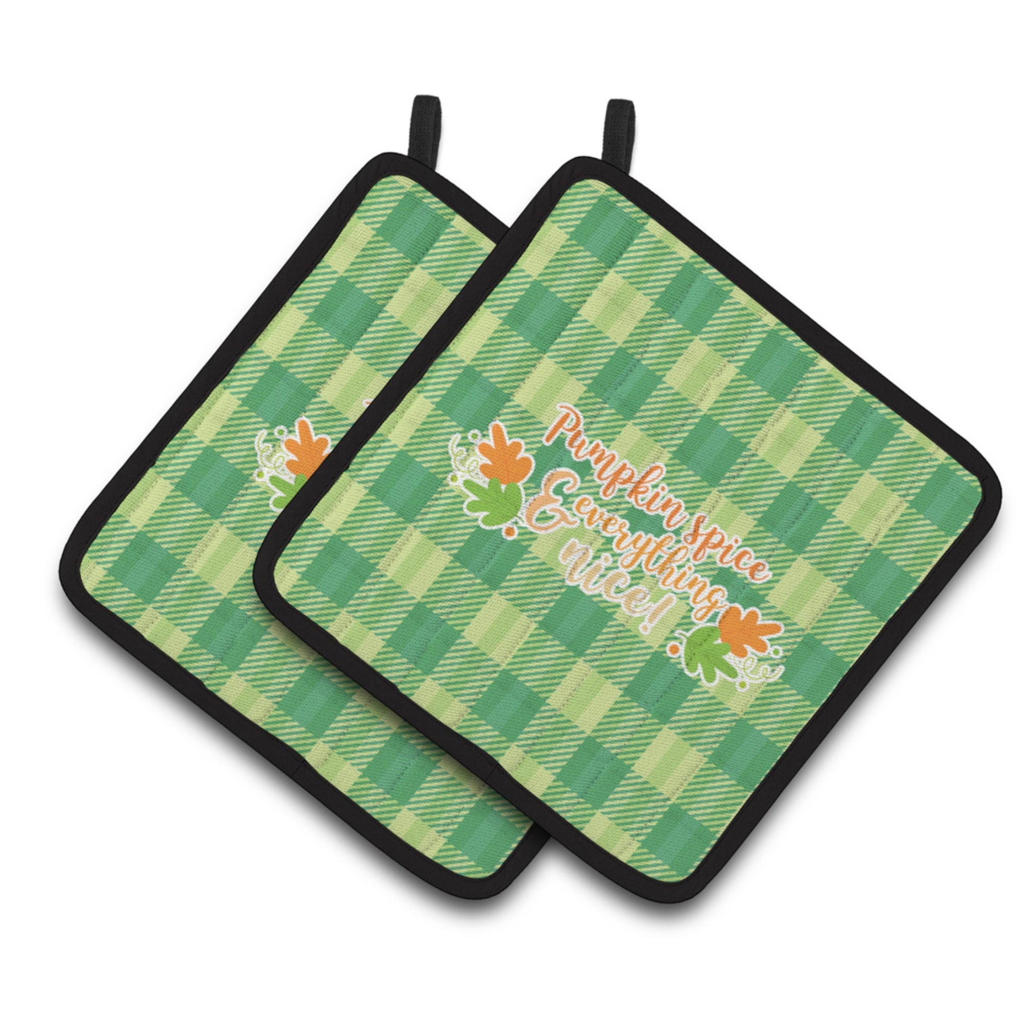 'Caroline'S Treasures Bb6923Pthd Fall Pumpkin Spice Gingham Pair Of Pot Holders, 7.5 X 7.5'''', Multicolor''