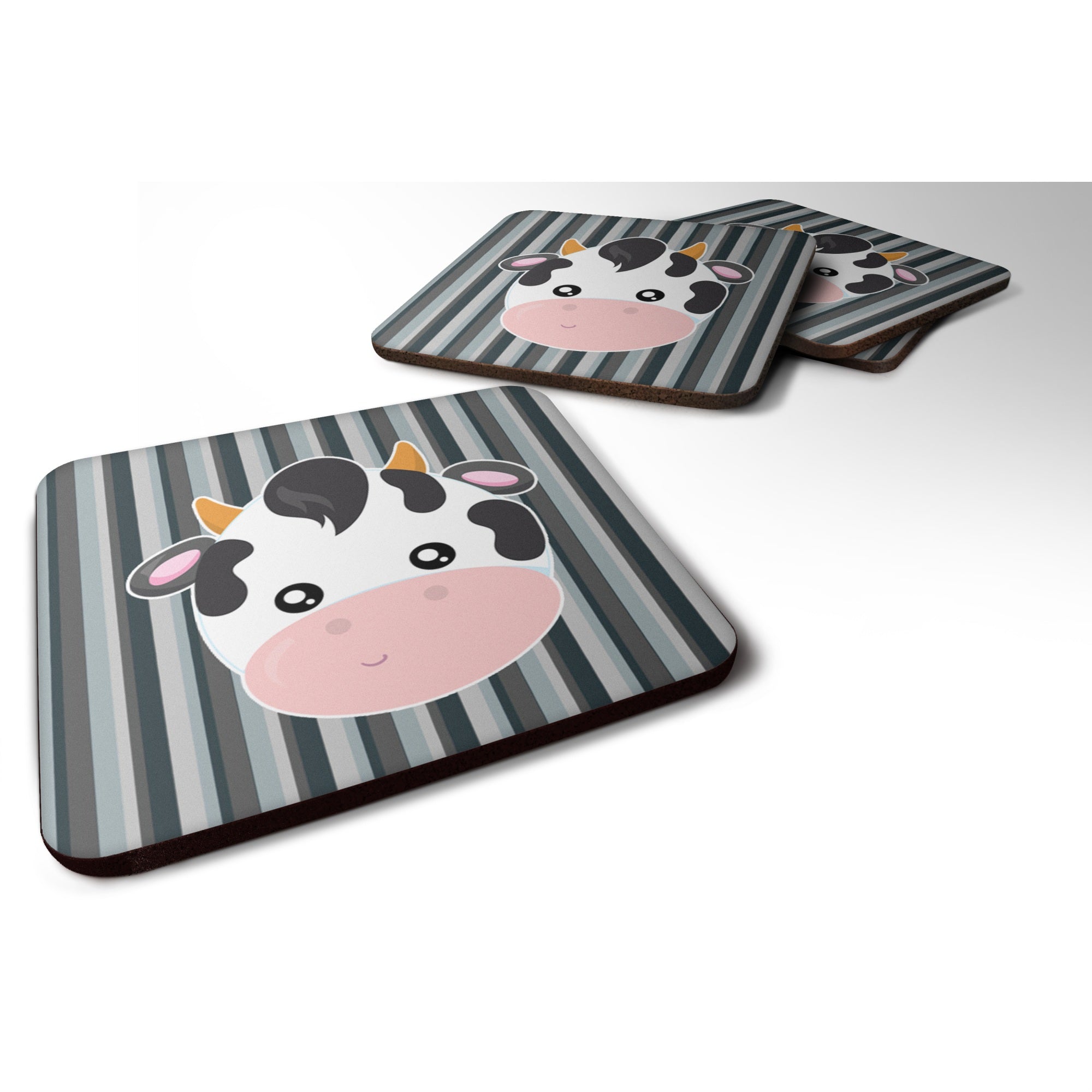 'Caroline'S Treasures Cow Face Foam Coaster Set Of 4, 3.5, Multicolor''