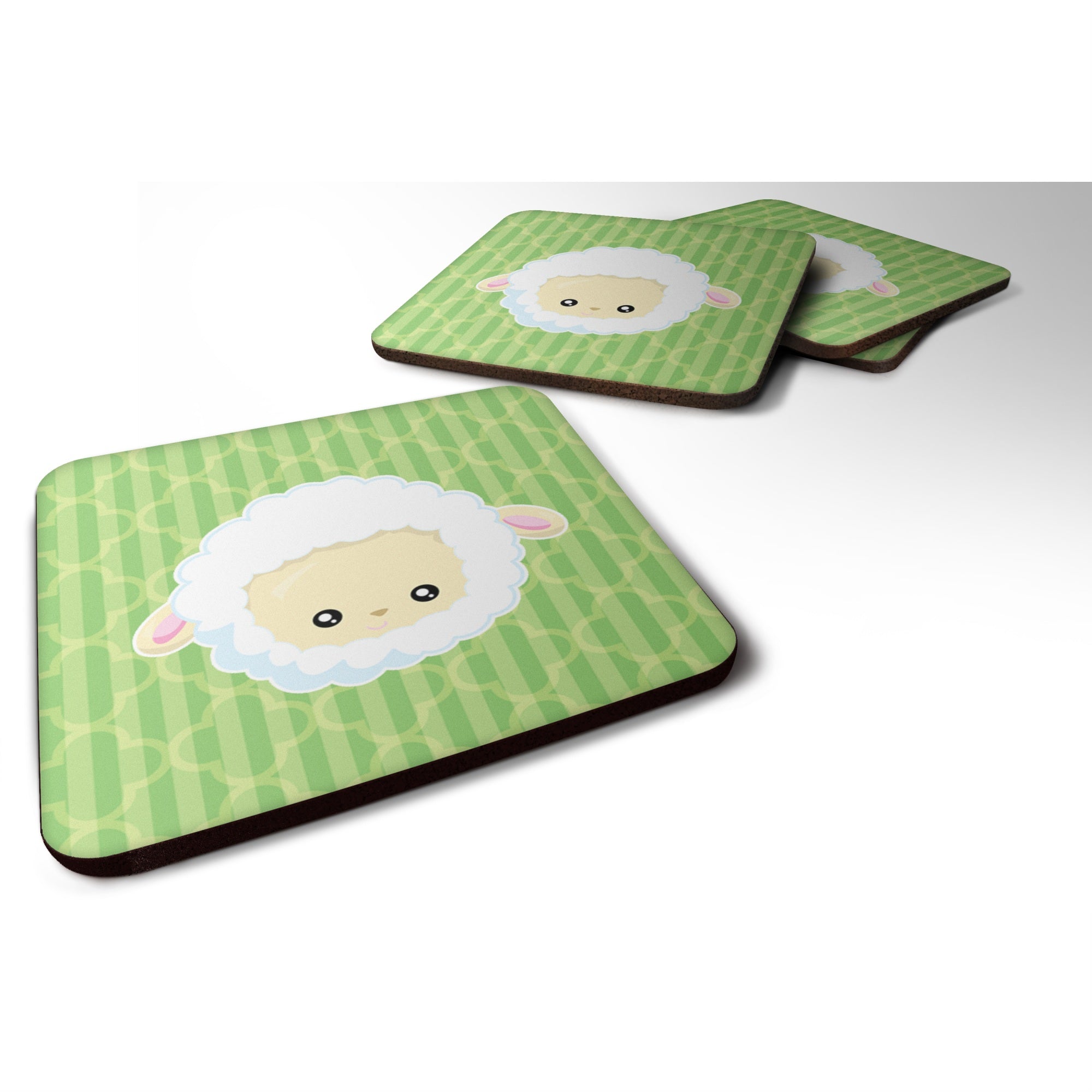 'Caroline'S Treasures Sheep Lamb Face Foam Coaster Set Of 4, 3.5, Multicolor''