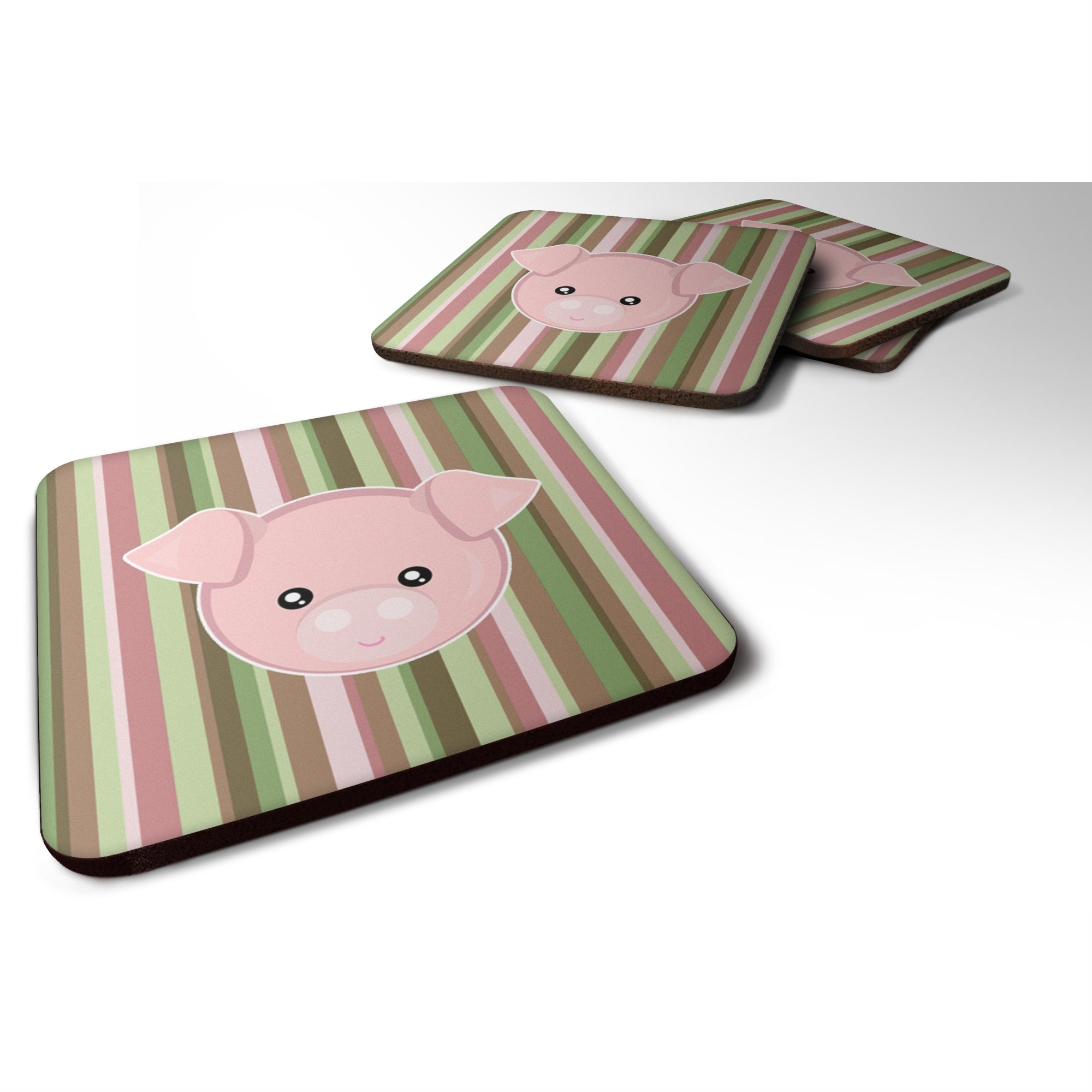 'Caroline'S Treasures Pig Face Foam Coaster Set Of 4, 3.5, Multicolor''