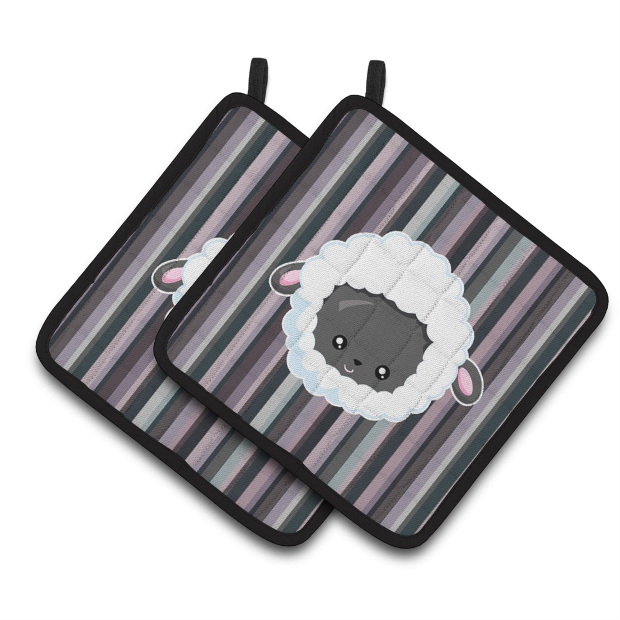 'Caroline'S Treasures Bb6931Pthd Black Sheep Lamb Face Pair Of Pot Holders, 7.5 X 7.5'''', Multicolor''