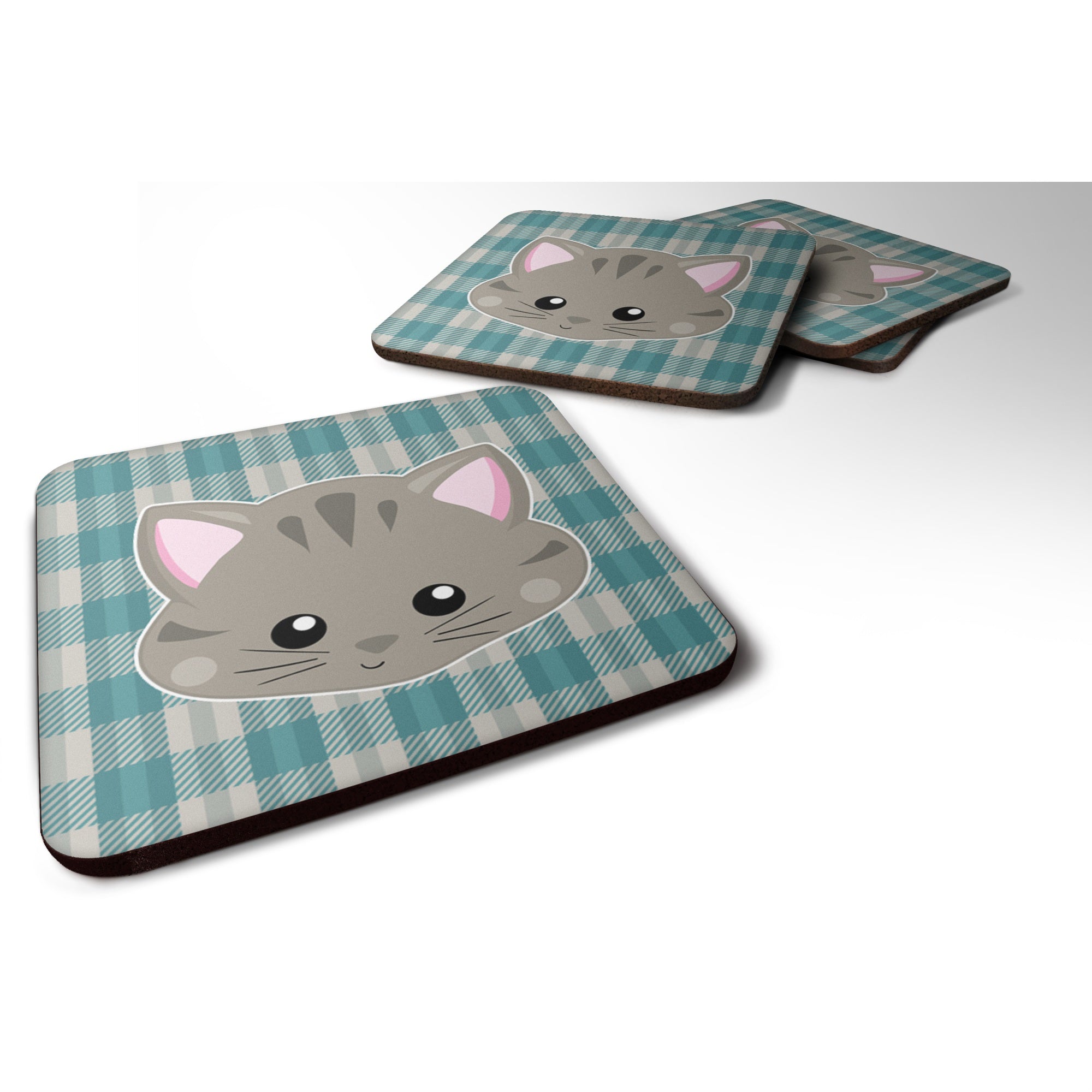 'Caroline'S Treasures Kitten Face Foam Coaster Set Of 4, 3.5, Multicolor''