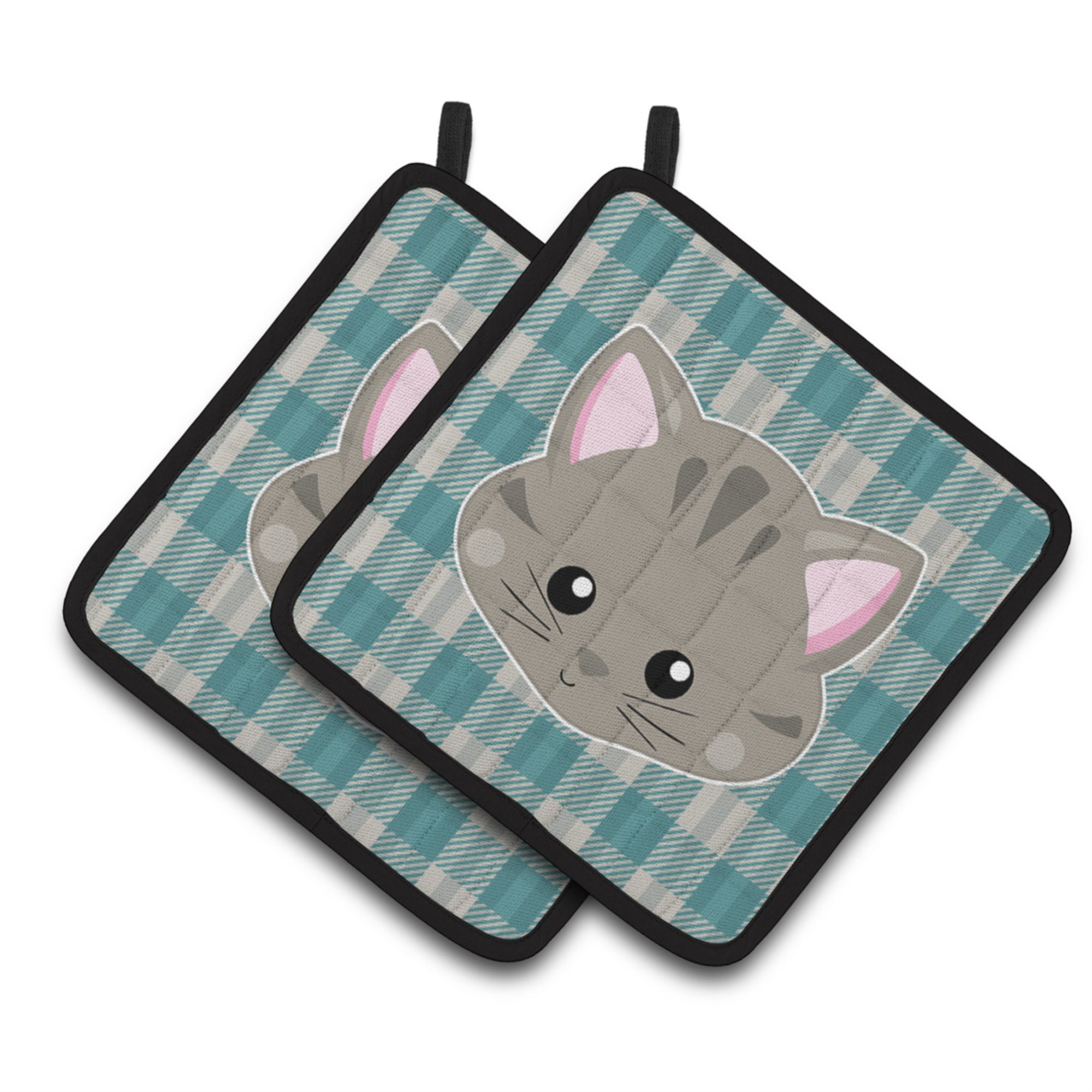 'Caroline'S Treasures Bb6932Pthd Kitten Face Pair Of Pot Holders, 7.5 X 7.5'''', Multicolor''