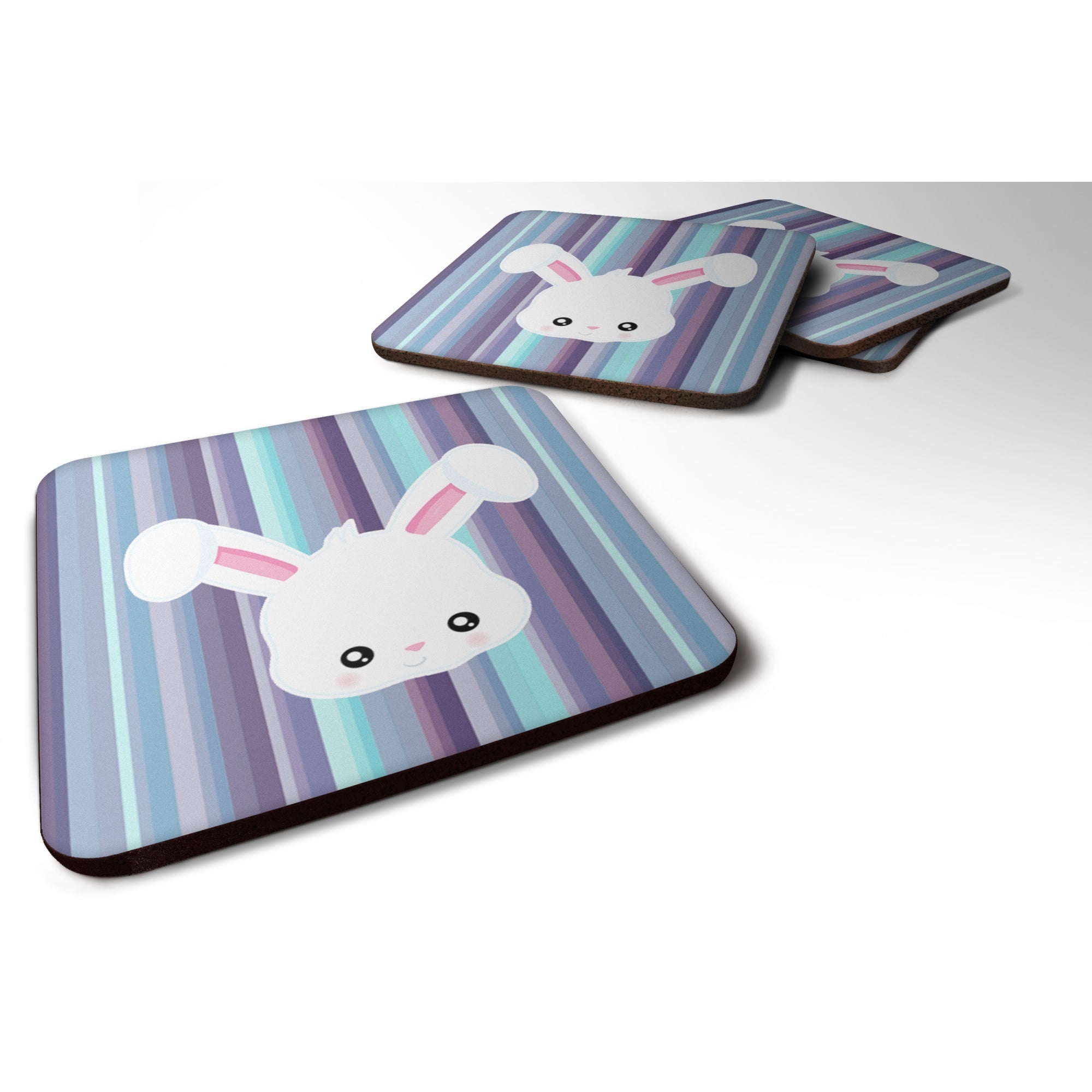 'Caroline'S Treasures Rabbit Face Foam Coaster Set Of 4, 3.5, Multicolor''