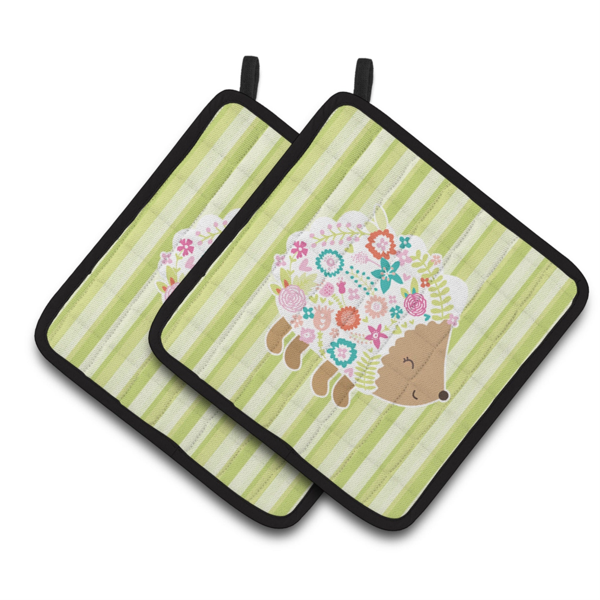'Caroline'S Treasures Bb6935Pthd Flowered Hedgehog Pair Of Pot Holders, 7.5 X 7.5'''', Multicolor''