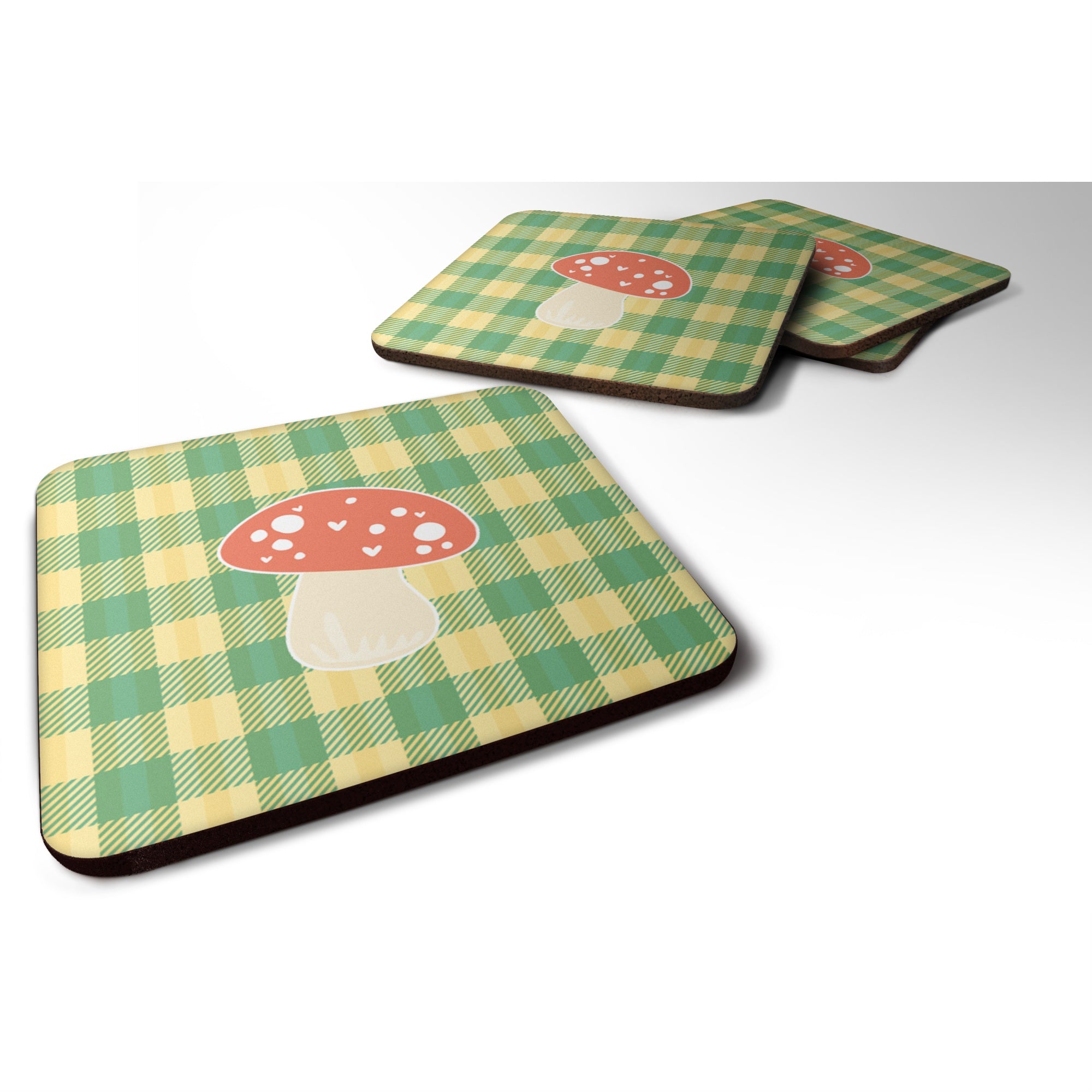 'Caroline'S Treasures Mushroom Foam Coaster Set Of 4, 3.5, Multicolor''