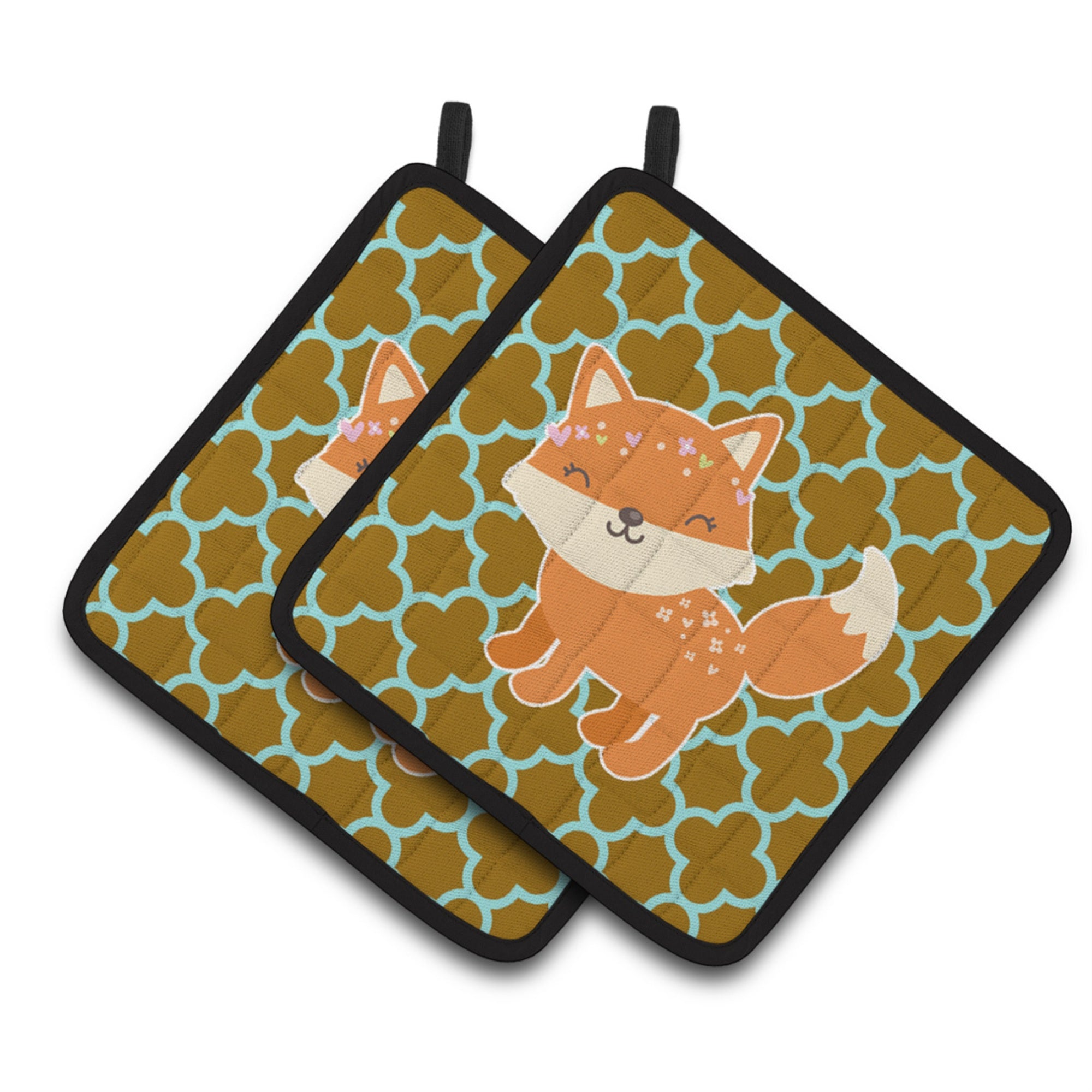 'Caroline'S Treasures Bb6939Pthd Fox On Quatrafoil Pair Of Pot Holders, 7.5 X 7.5'''', Multicolor''