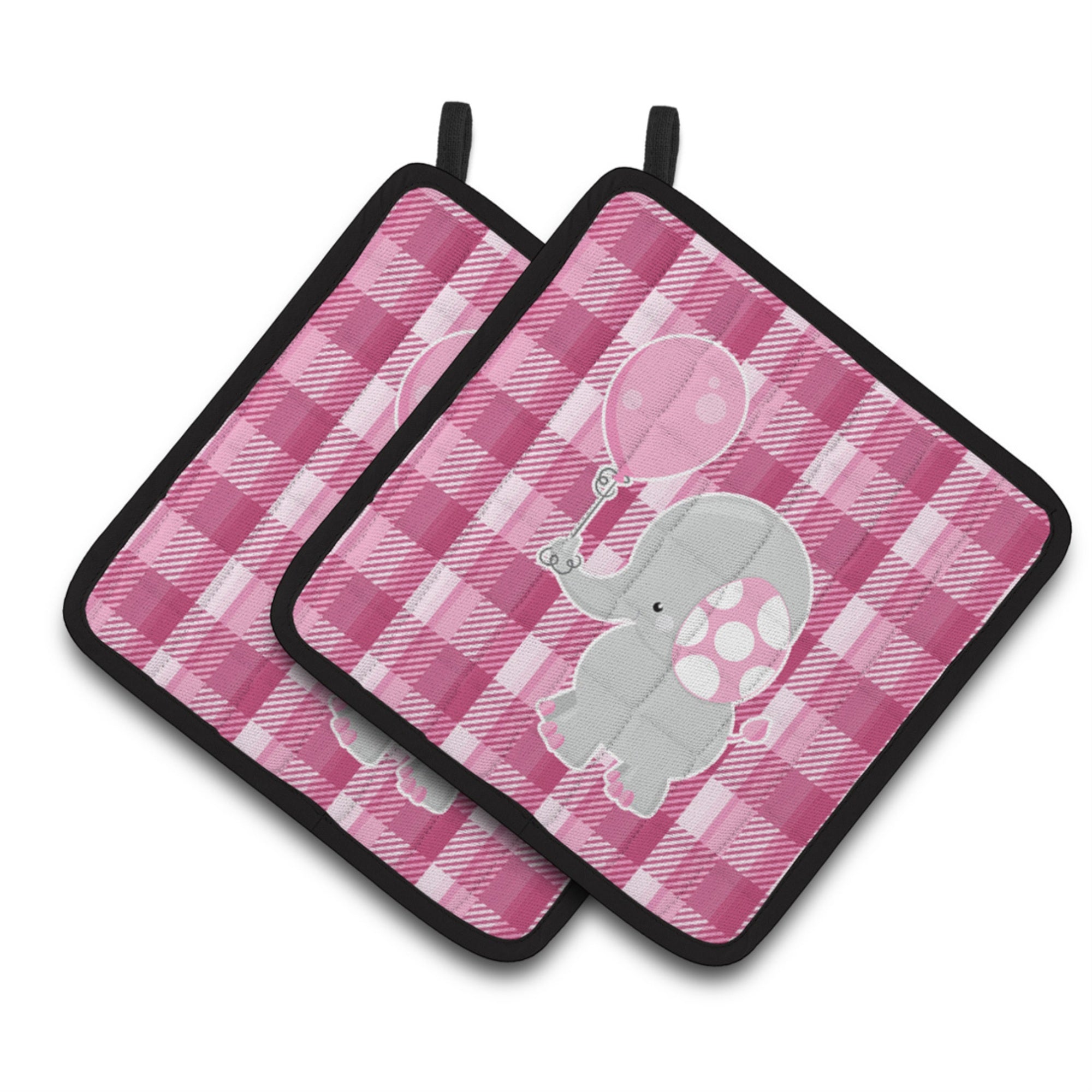 'Caroline'S Treasures Elephant With Pink Balloon Pair Of Pot Holders, 7.5 X 7.5, Multicolor''
