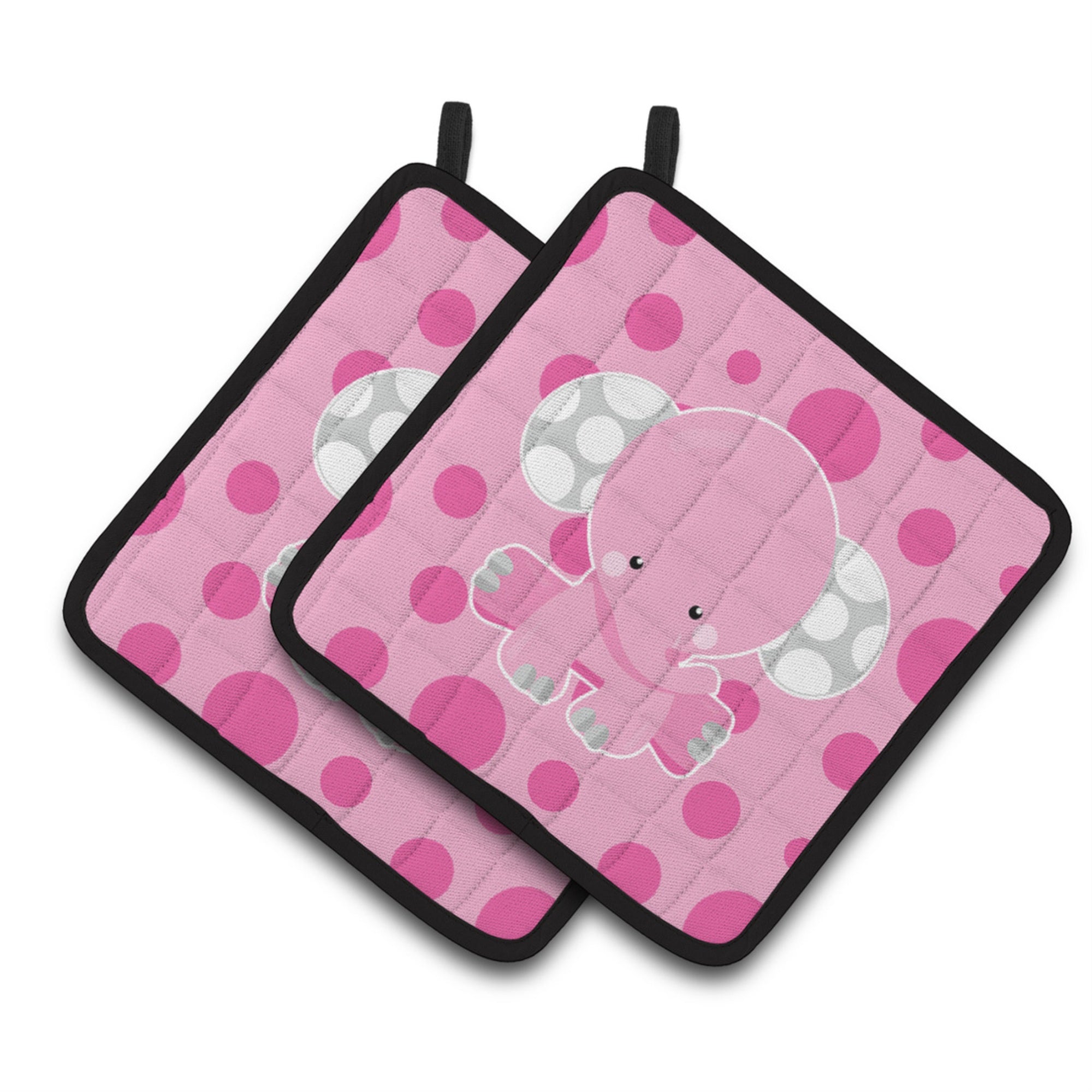 'Caroline'S Treasures Bb6949Pthd Elephant With Pink Polkadots Pair Of Pot Holders, 7.5 X 7.5'''', Multicolor''