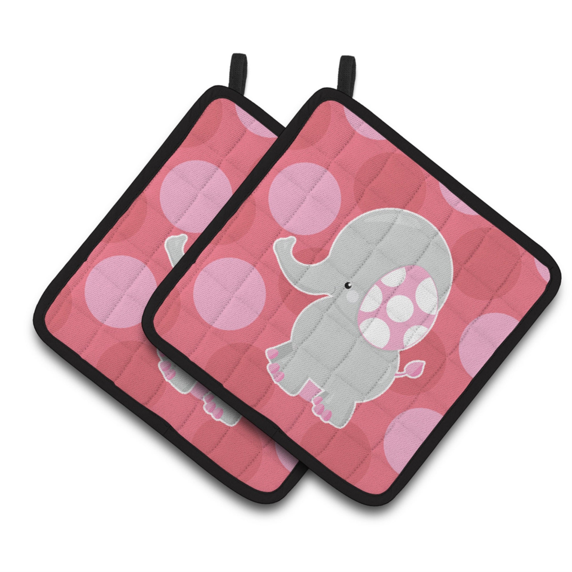 'Caroline'S Treasures Bb6950Pthd Elephant Big Polkadots Pair Of Pot Holders, 7.5 X 7.5'''', Multicolor''