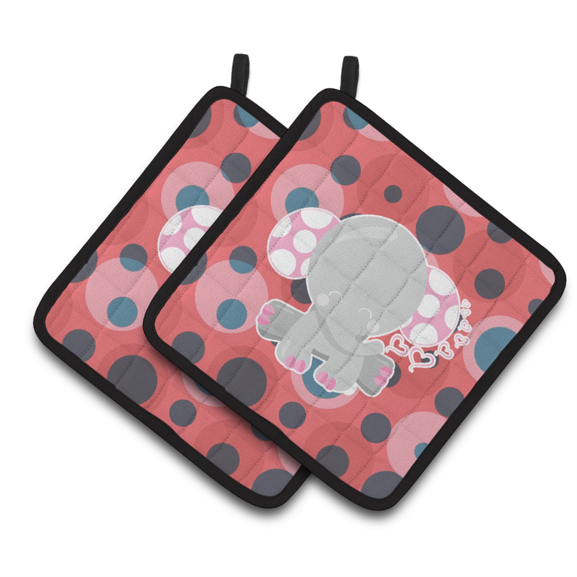 'Caroline'S Treasures Bb6951Pthd Elephant Lots Of Polkadots Pair Of Pot Holders, 7.5 X 7.5'''', Multicolor''