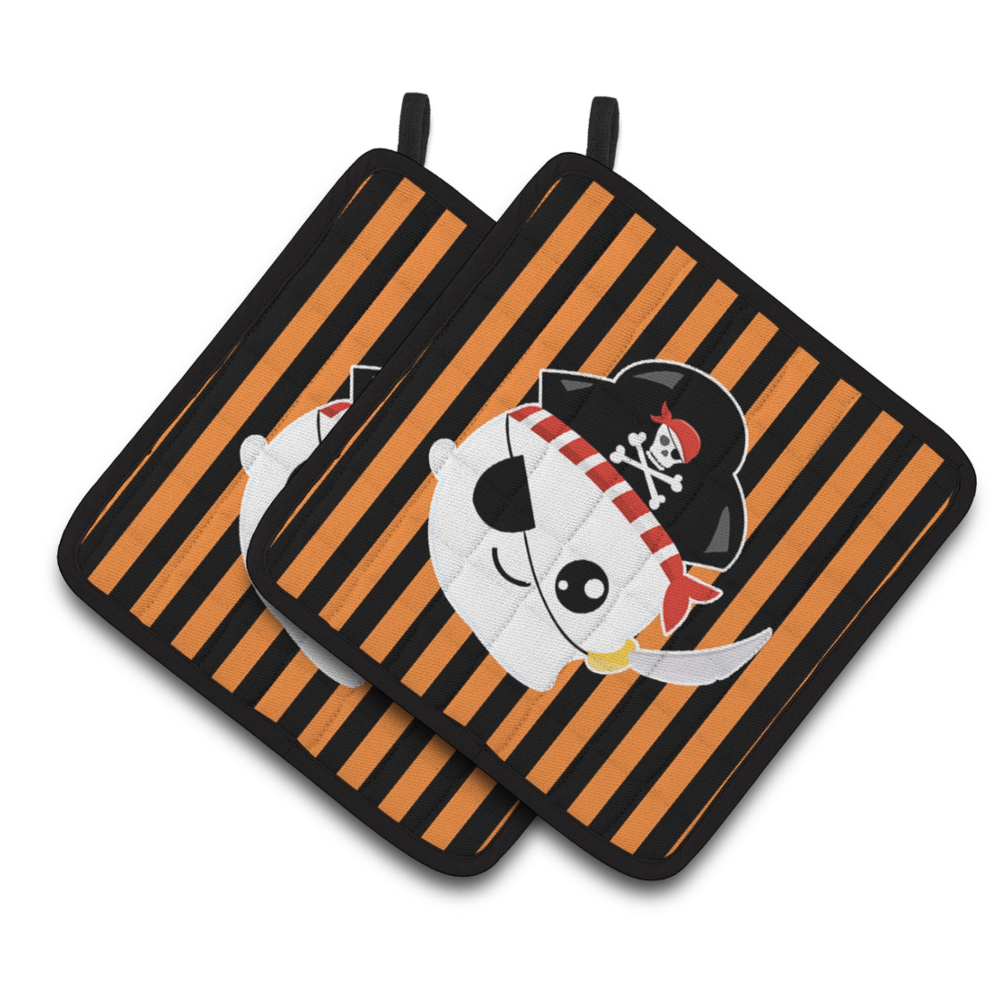 'Caroline'S Treasures Bb6957Pthd Halloween Ghost Pirate Pair Of Pot Holders, 7.5 X 7.5'''', Multicolor''