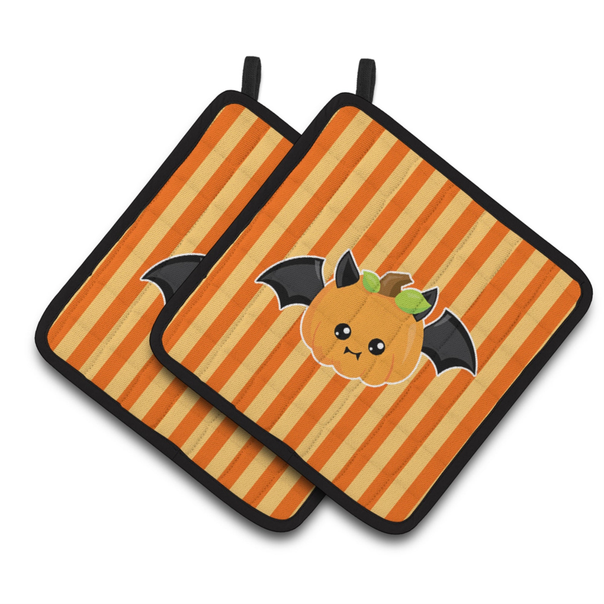 'Caroline'S Treasures Bb6959Pthd Halloween Pumpkin Bat Pair Of Pot Holders, 7.5 X 7.5'''', Multicolor''