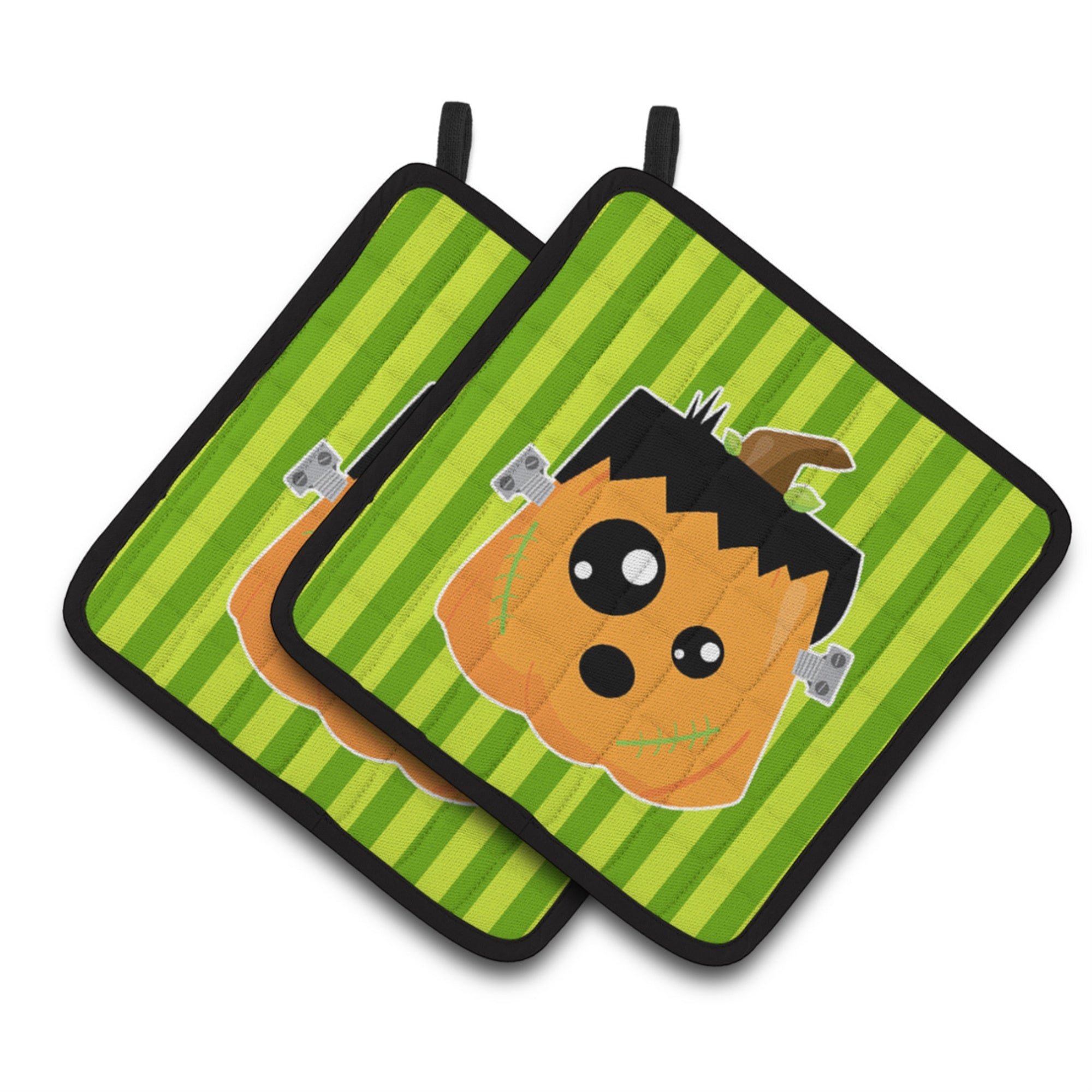 'Caroline'S Treasures Bb6961Pthd Halloween Pumpkin Frankenstein Pair Of Pot Holders, 7.5 X 7.5'''', Multicolor''