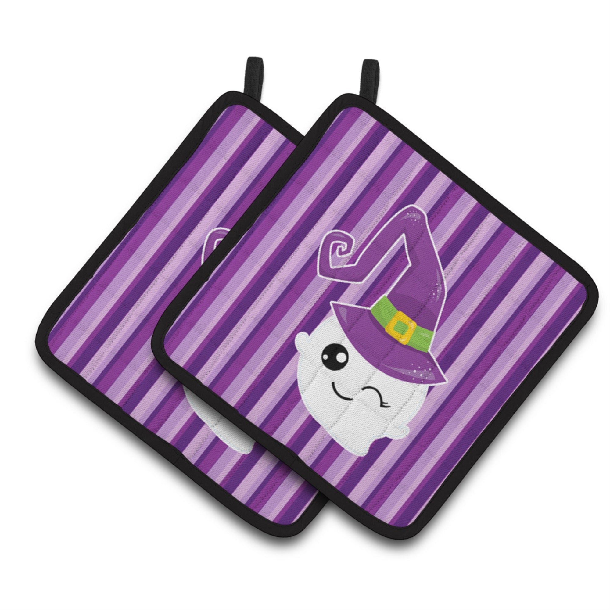 'Caroline'S Treasures Bb6966Pthd Halloween Ghost Witch Pair Of Pot Holders, 7.5 X 7.5'''', Multicolor''