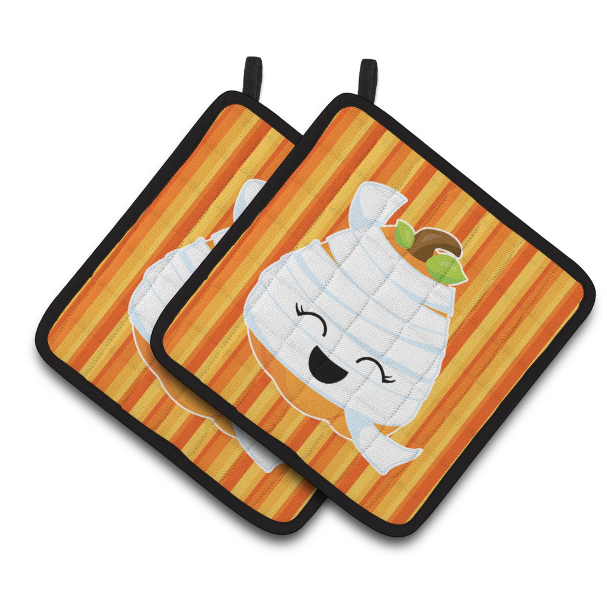 'Caroline'S Treasures Bb6968Pthd Halloween Pumpkin Mummy Pair Of Pot Holders, 7.5 X 7.5'''', Multicolor''
