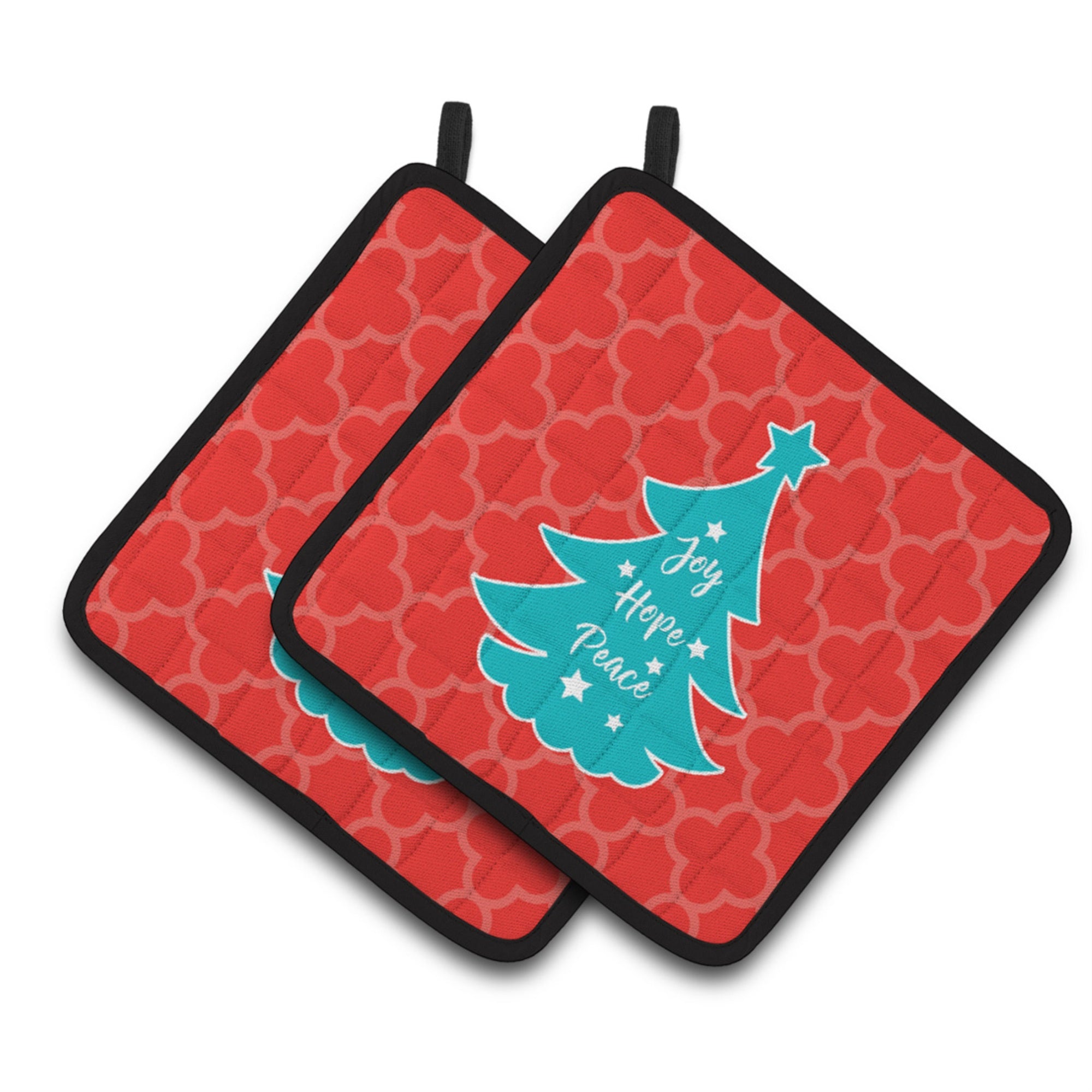 'Caroline'S Treasures Bb6969Pthd Christmas Tree Red Teal Pair Of Pot Holders, 7.5 X 7.5'''', Multicolor''