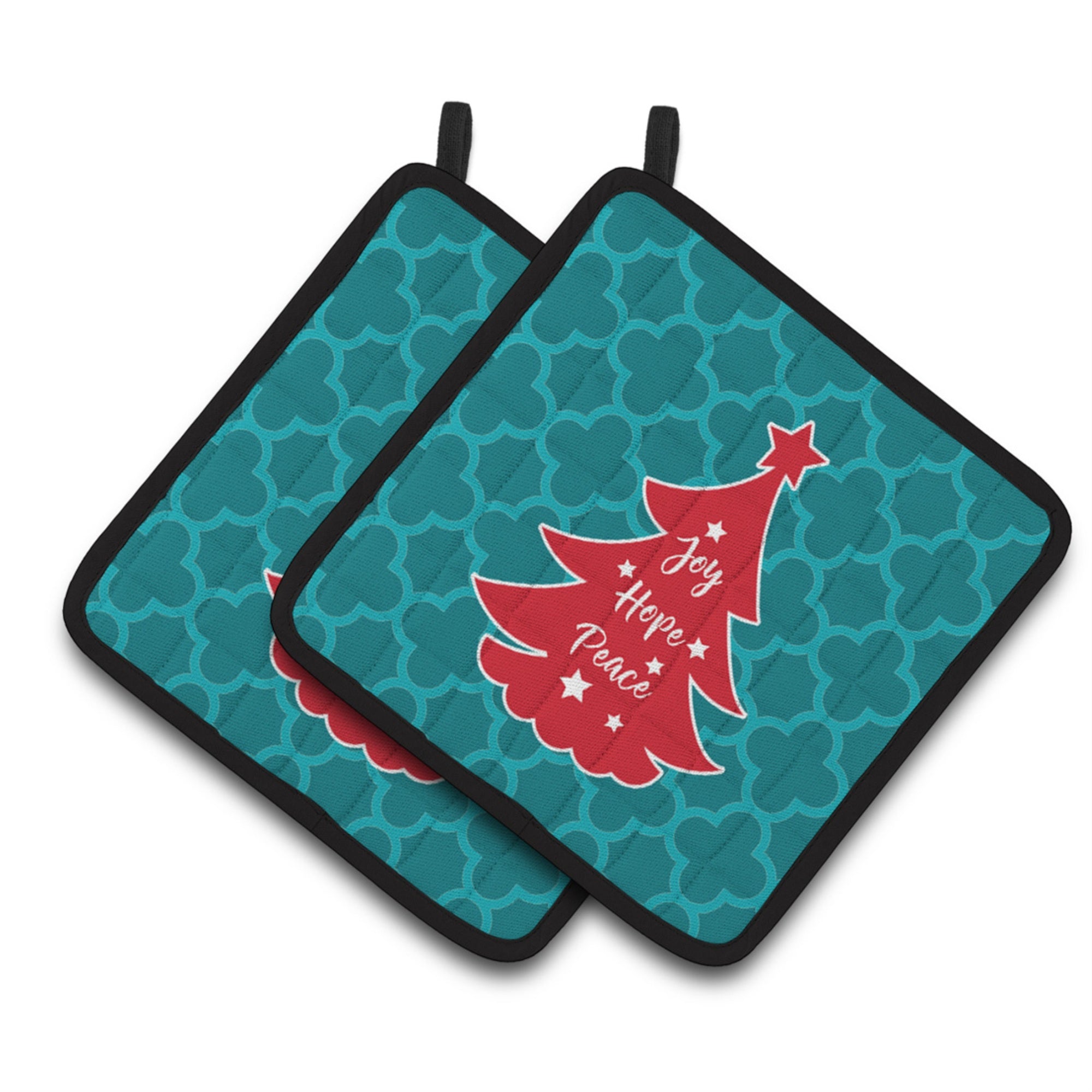 'Caroline'S Treasures Bb6970Pthd Christmas Tree Teal Red Pair Of Pot Holders, 7.5 X 7.5'''', Multicolor''