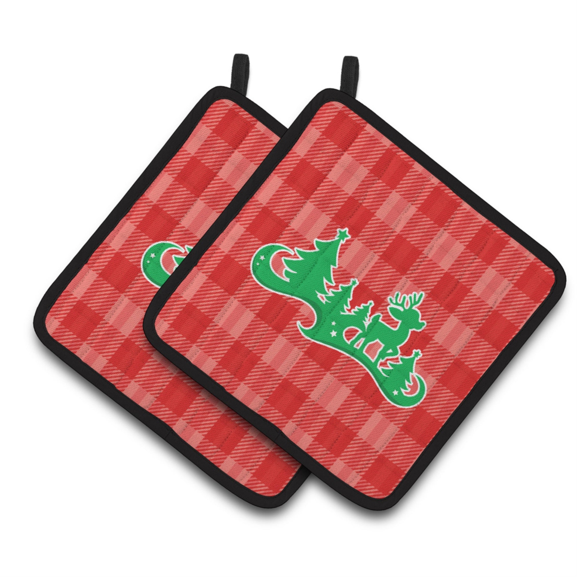 'Caroline'S Treasures Bb6972Pthd Christmas Tree Reindeer Red Pair Of Pot Holders, 7.5 X 7.5'''', Multicolor''