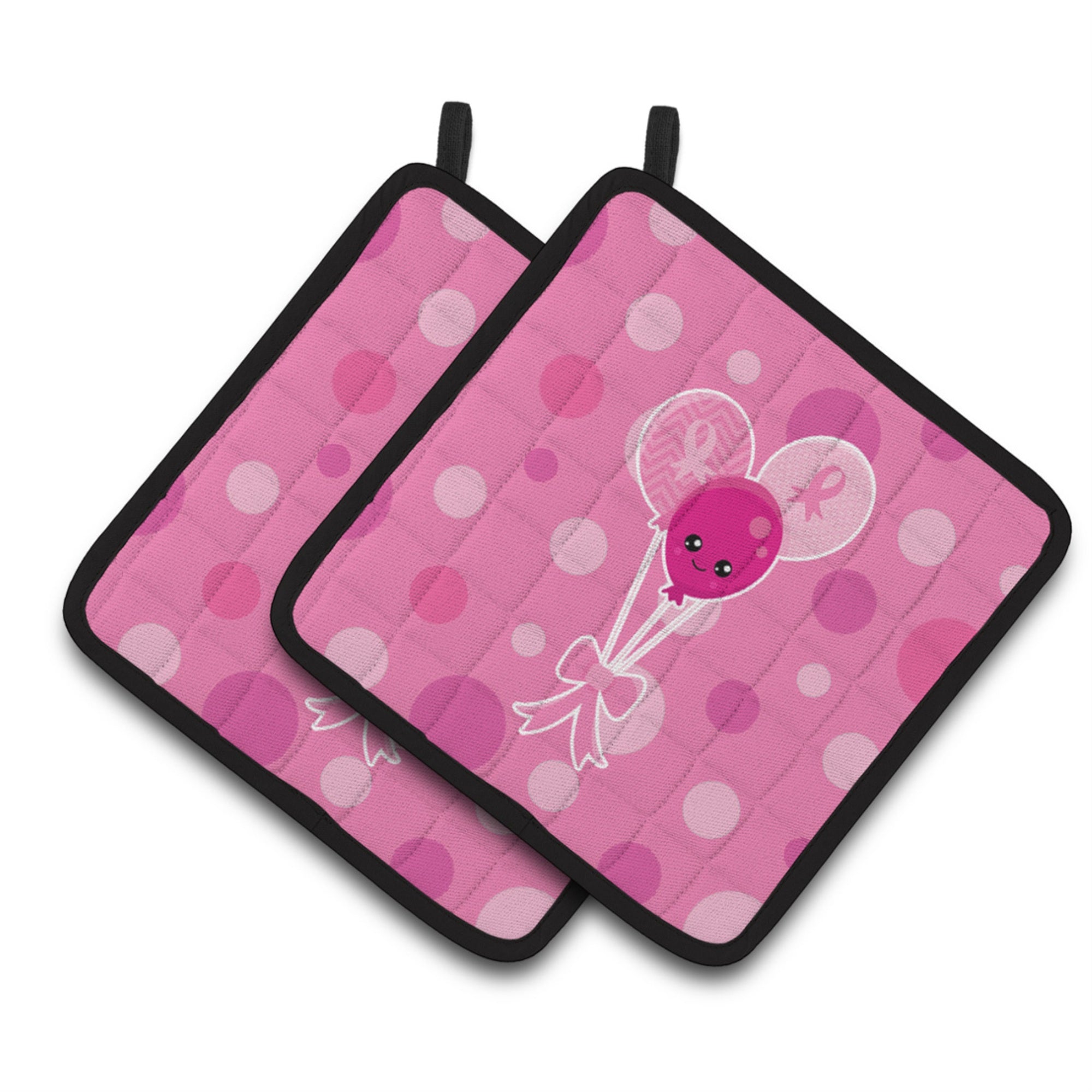 'Caroline'S Treasures Breast Cancer Awareness Ribbon Balloons Pair Of Pot Holders, 7.5 X 7.5, Multicolor''