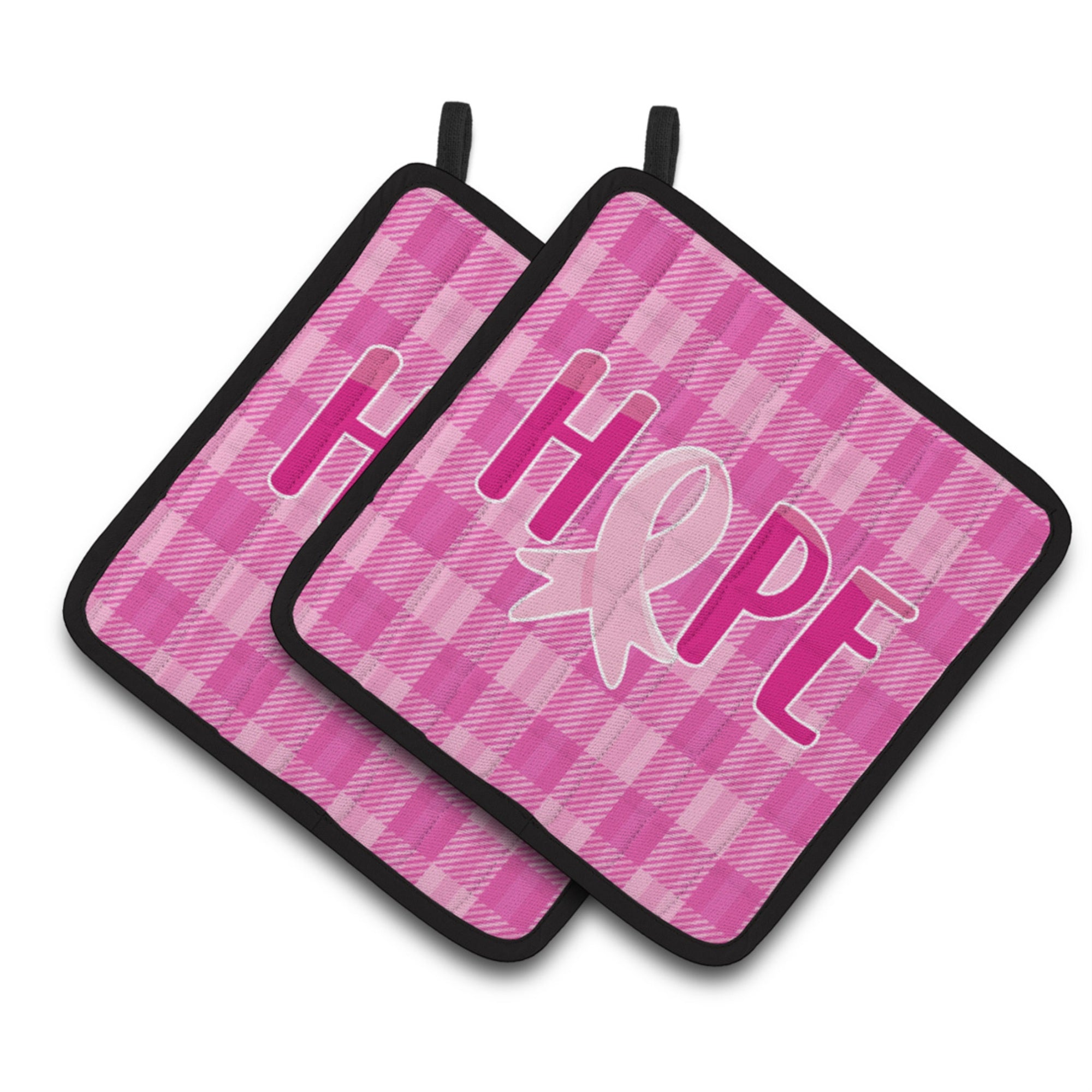 'Caroline'S Treasures Breast Cancer Awareness Ribbon Hope Pair Of Pot Holders, 7.5 X 7.5, Multicolor''