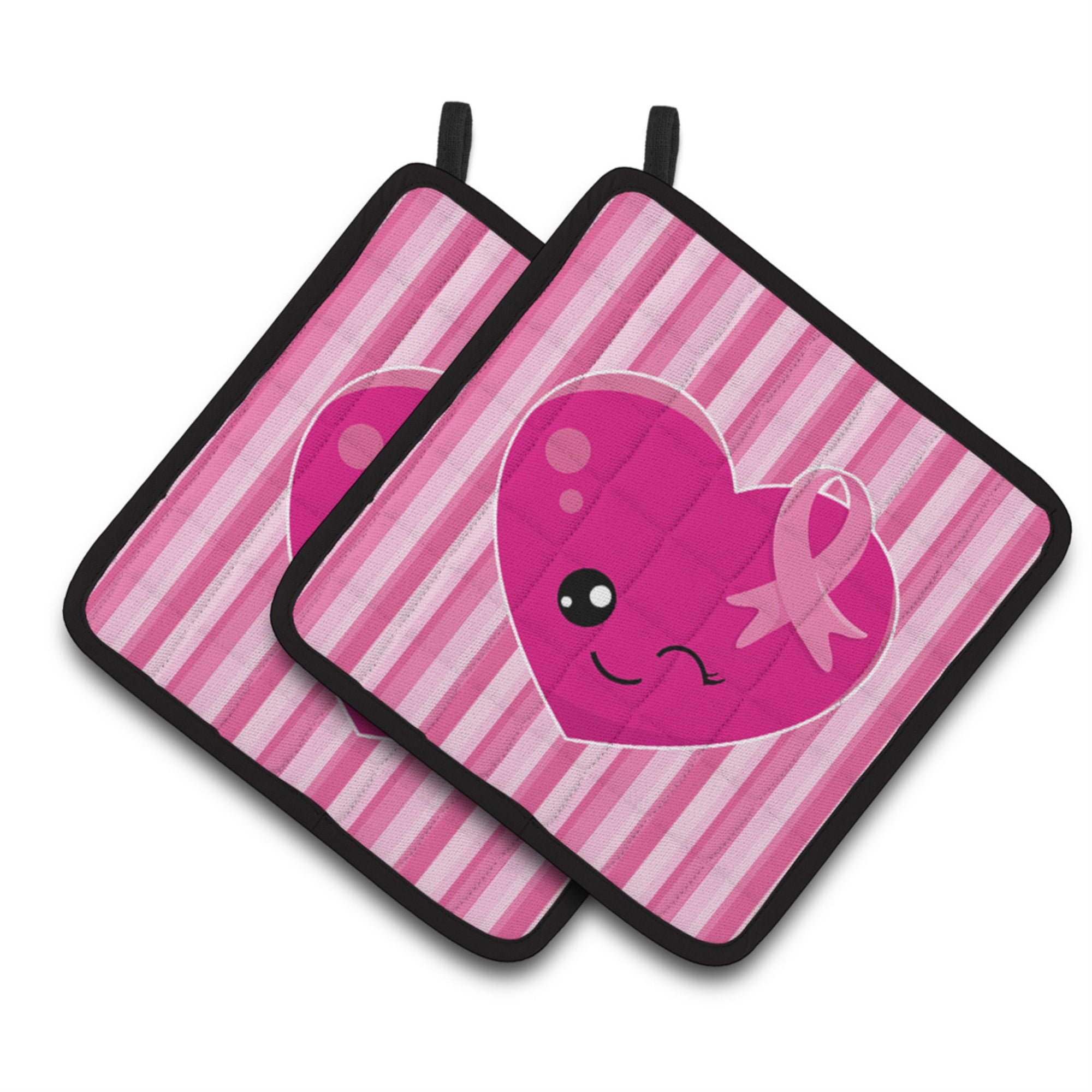'Caroline'S Treasures Bb6982Pthd Breast Cancer Awareness Ribbon Heart Pair Of Pot Holders, 7.5 X 7.5'''', Multicolor''