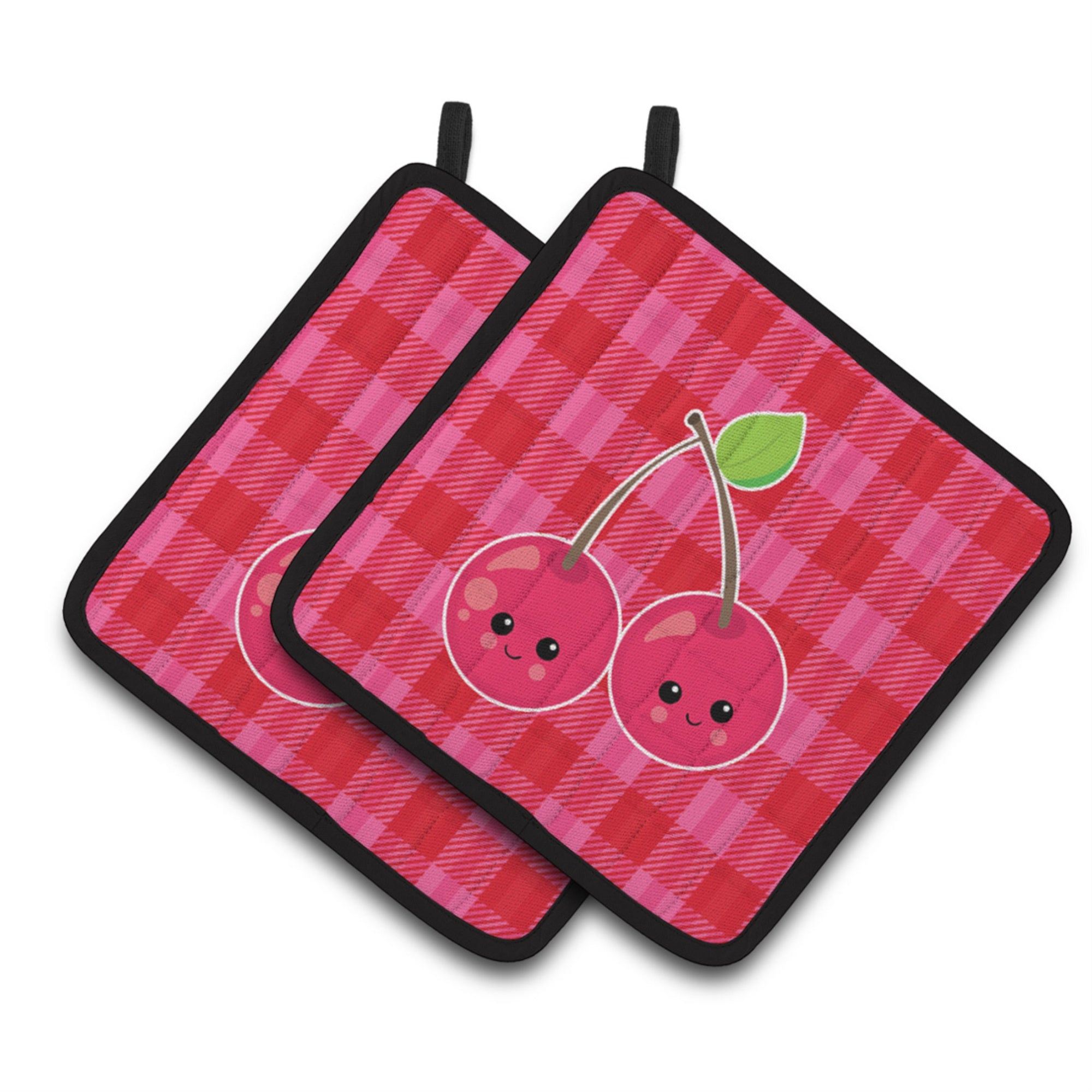 'Caroline'S Treasures Bb6985Pthd Cherry Faces Pair Of Pot Holders, 7.5 X 7.5'''', Multicolor''