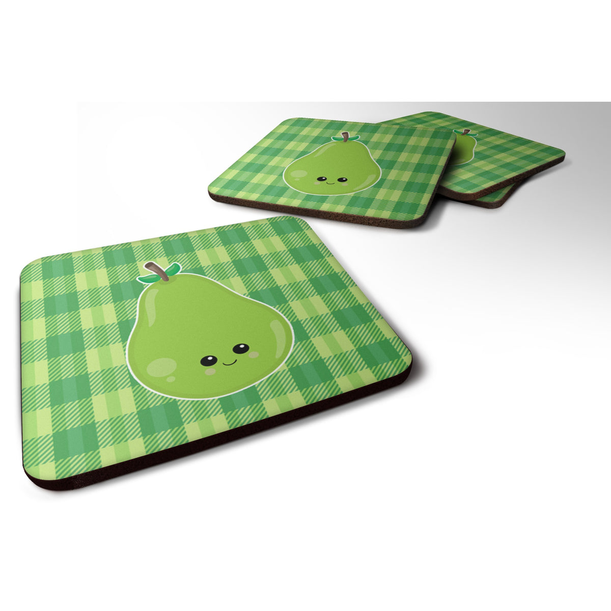 'Caroline'S Treasures Pear Face Foam Coaster Set Of 4, 3.5, Multicolor''