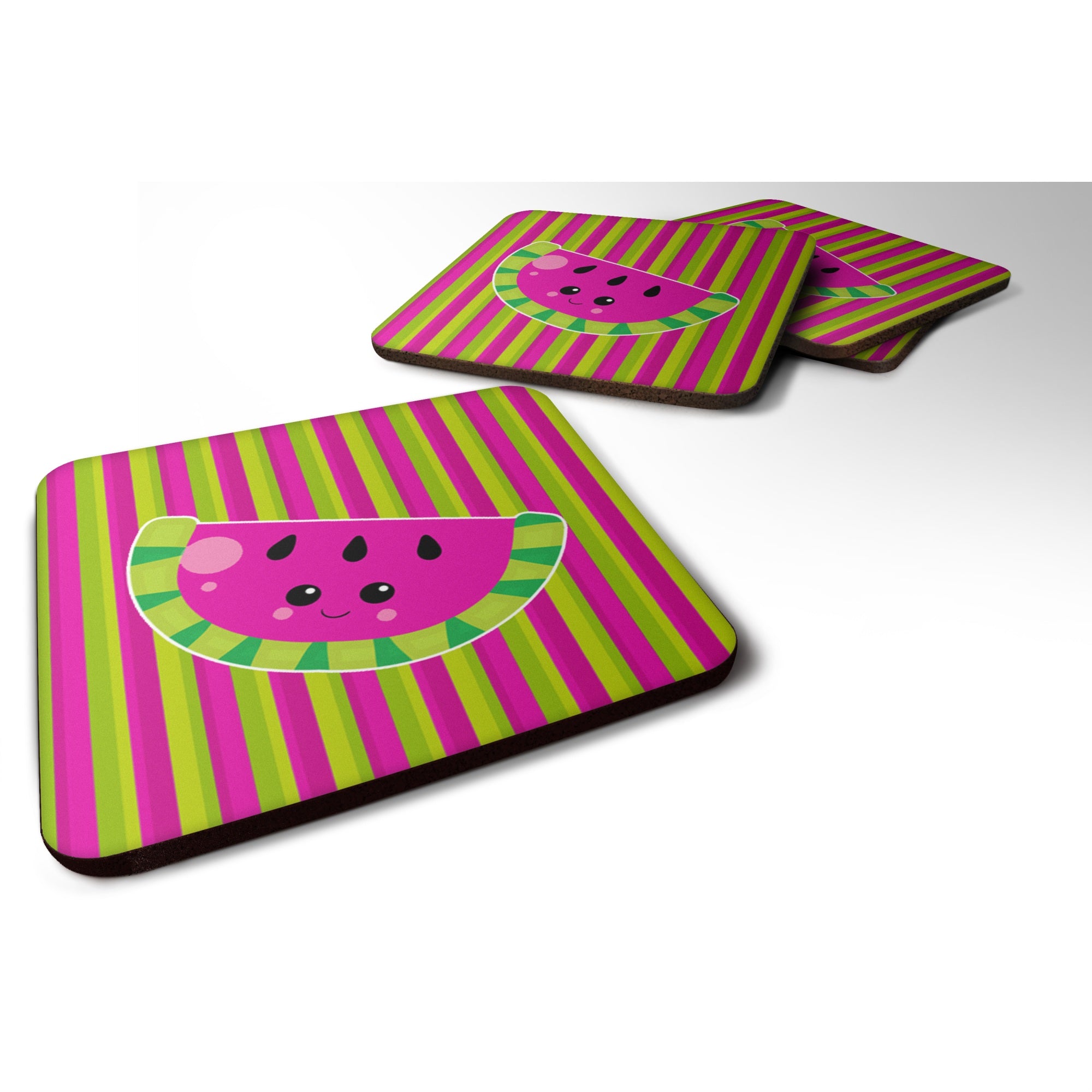 'Caroline'S Treasures Watermelon Face Foam Coaster Set Of 4, 3.5, Multicolor''