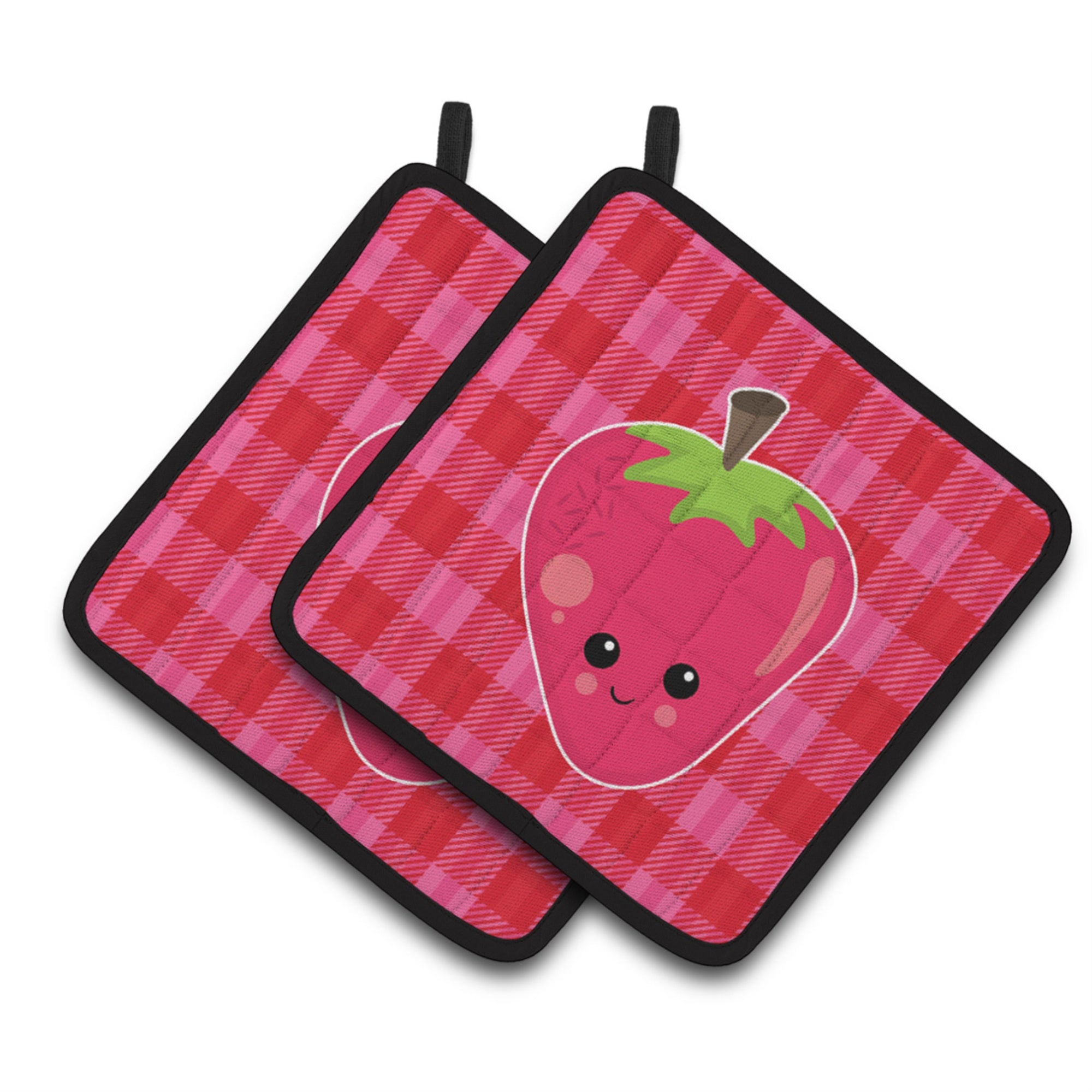 'Caroline'S Treasures Bb6989Pthd Strawberry Face Pair Of Pot Holders, 7.5 X 7.5'''', Multicolor''