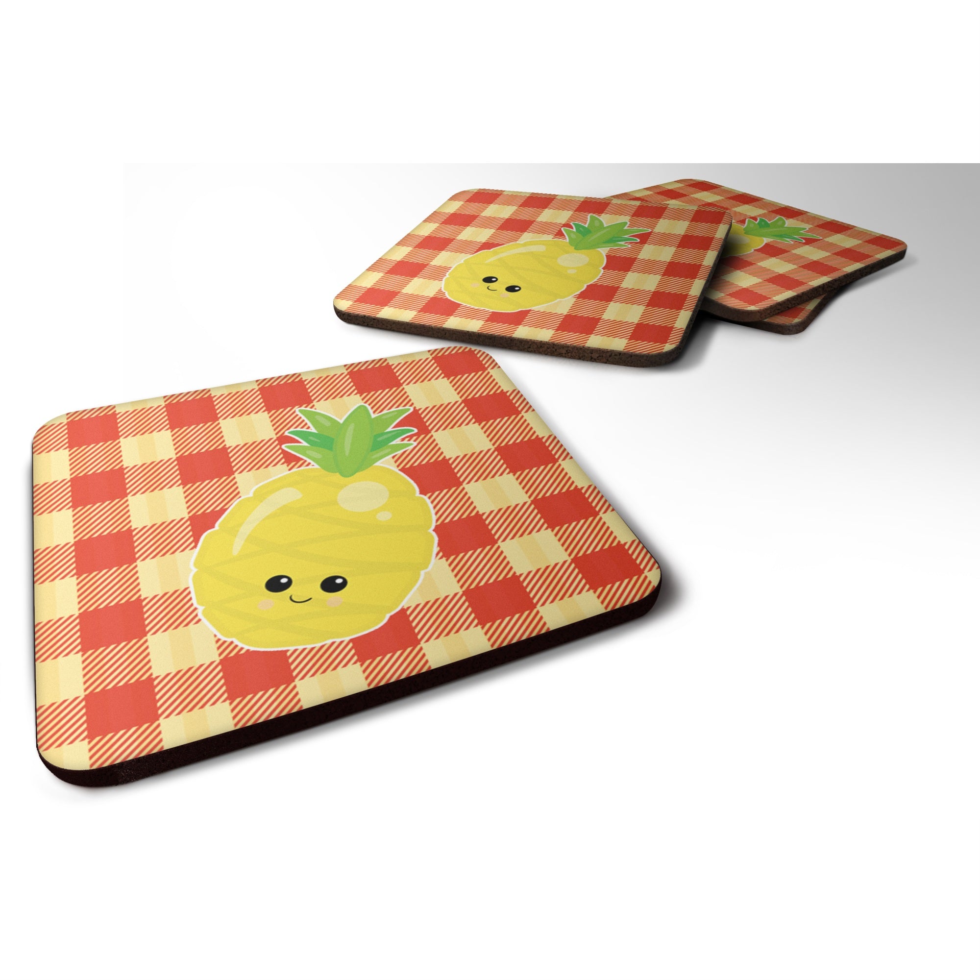 'Caroline'S Treasures Pineapple Face Foam Coaster Set Of 4, 3.5, Multicolor''