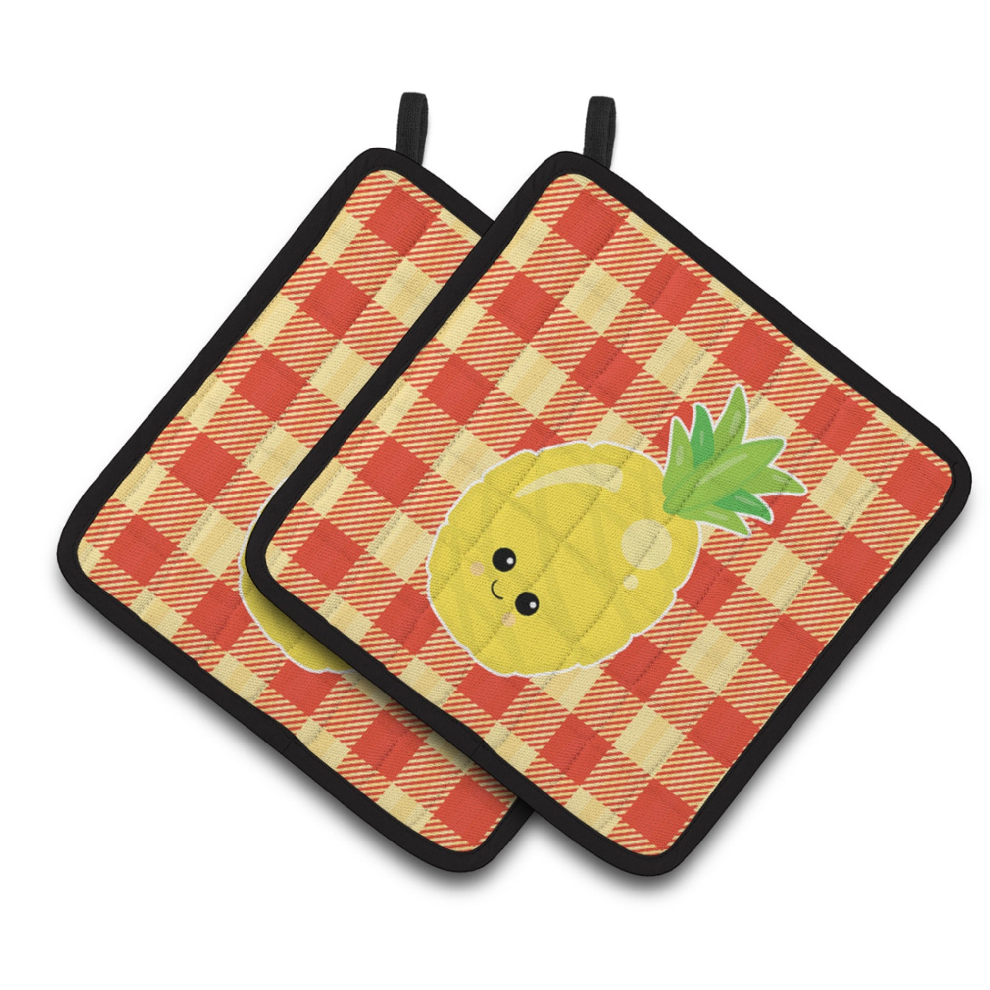 'Caroline'S Treasures Bb6992Pthd Pineapple Face Pair Of Pot Holders, 7.5 X 7.5'''', Multicolor''