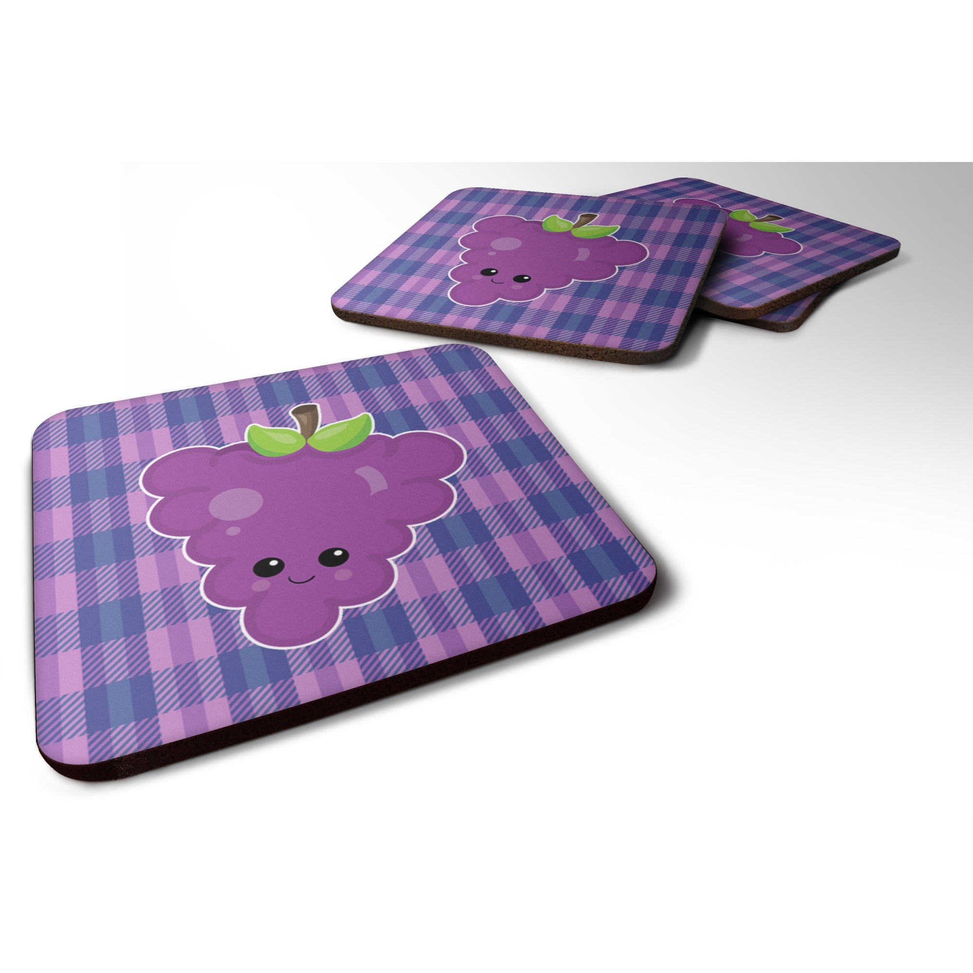 'Caroline'S Treasures Grape Face Foam Coaster Set Of 4, 3.5, Multicolor''