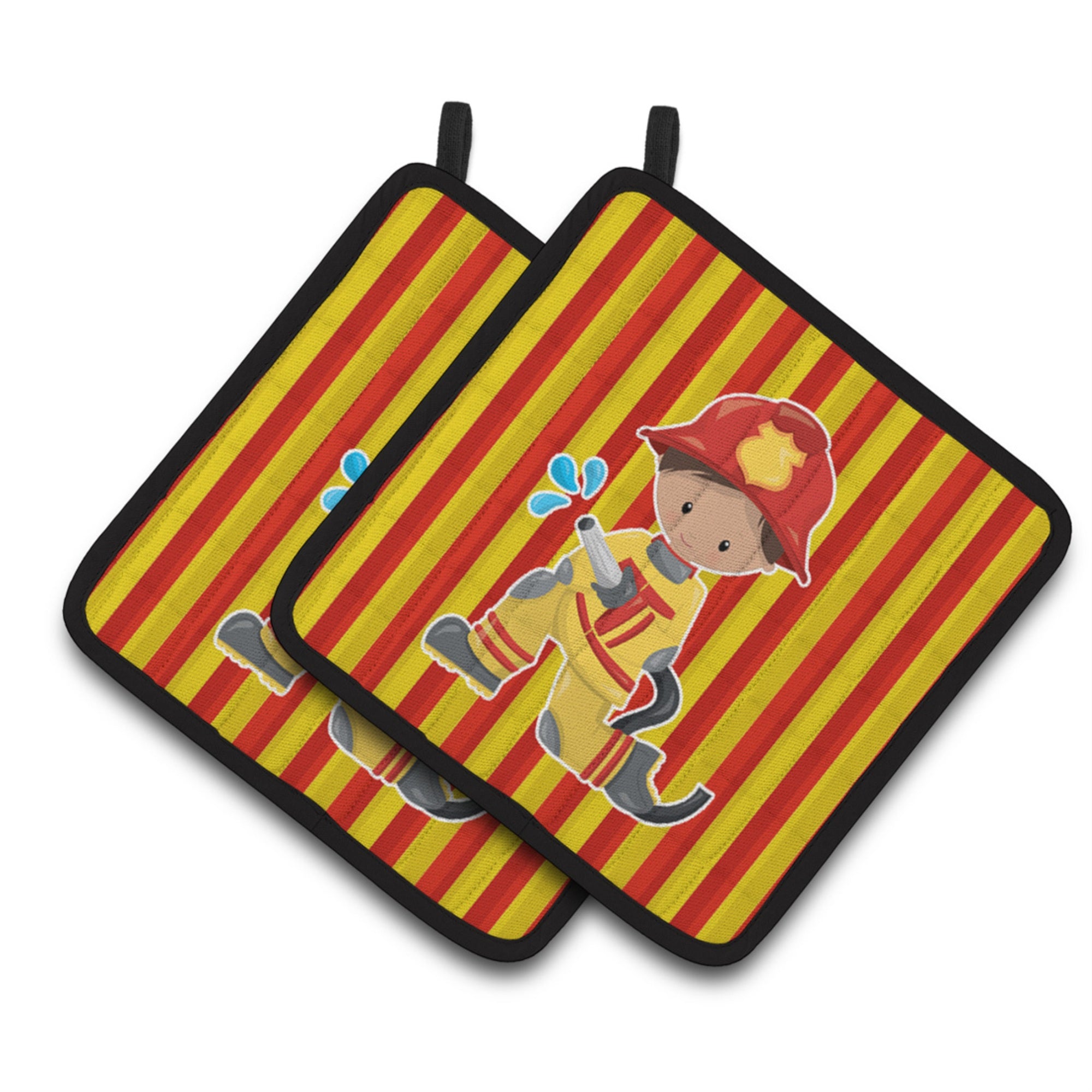 'Caroline'S Treasures Bb6995Pthd Fireman Boy Pair Of Pot Holders, 7.5 X 7.5'''', Multicolor''
