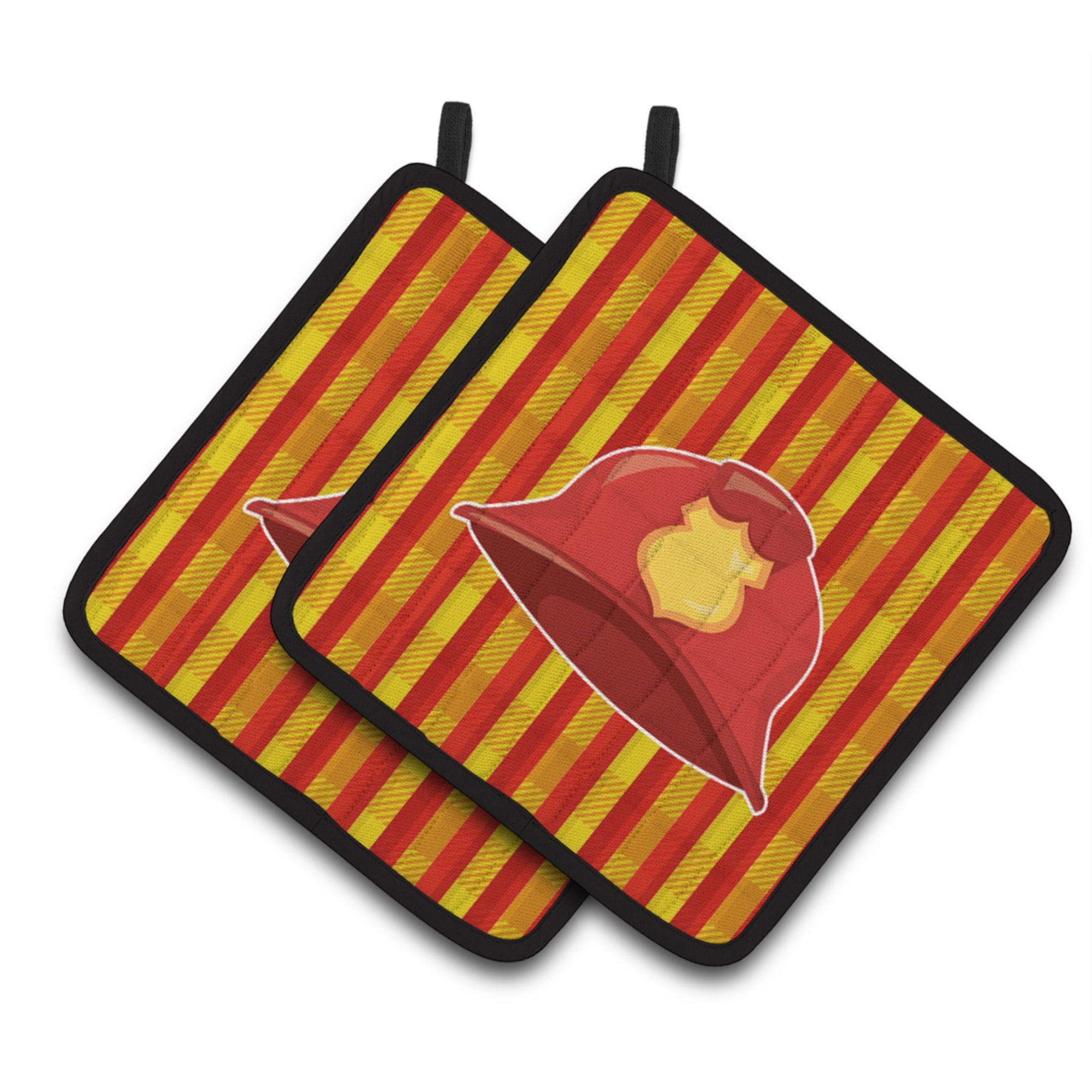 'Caroline'S Treasures Fireman'S Hat Pair Of Pot Holders, 7.5 X 7.5, Multicolor''