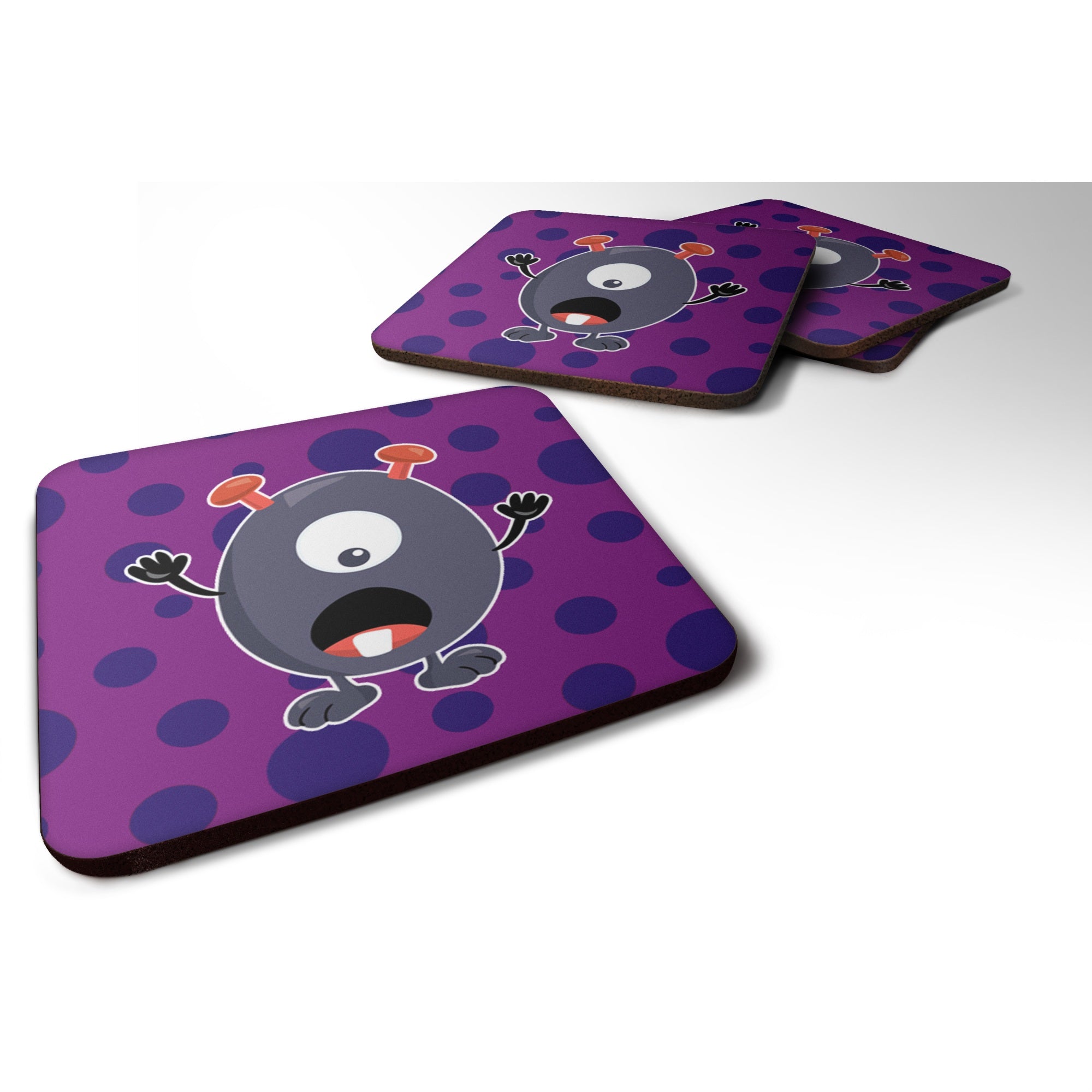 'Caroline'S Treasures Little Monster Grape Gordo Foam Coaster Set Of 4, 3.5, Multicolor''