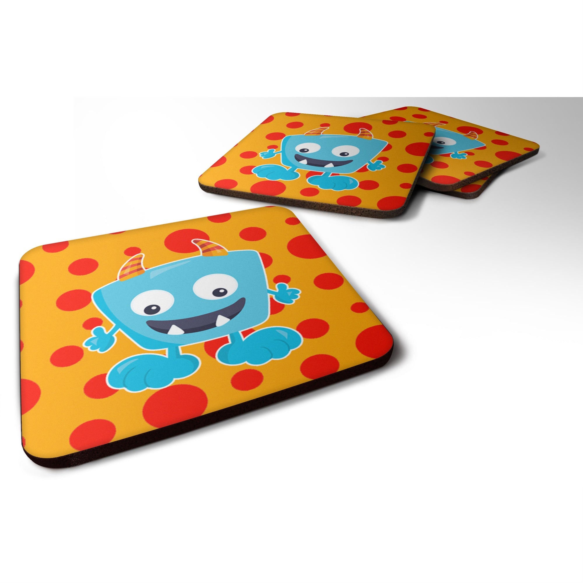 'Caroline'S Treasures Little Monster Aquadevil Foam Coaster Set Of 4, 3.5, Multicolor''